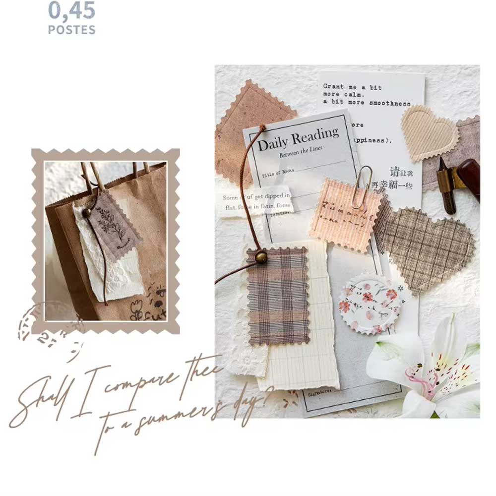 Light Brown Wind Sleep 'Stamp Gentle' Letterpress Debossed 5-sheet Stickers Sheet