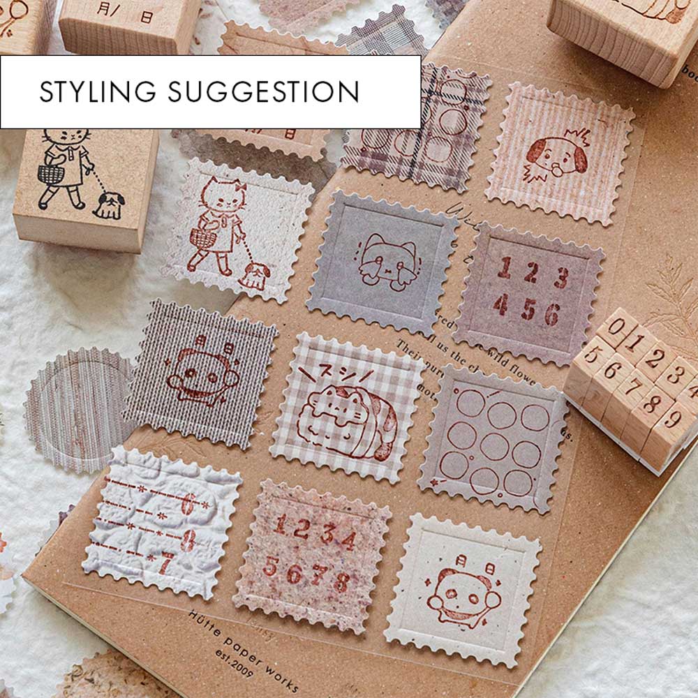 Light Brown Wind Sleep 'Stamp Gentle' Letterpress Debossed 5-sheet Stickers Sheet