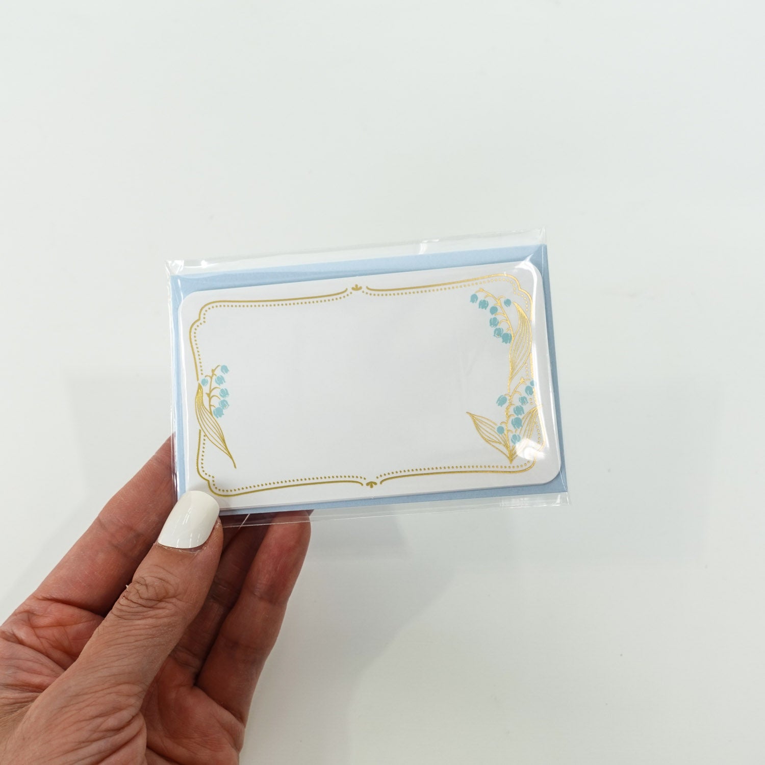 Lily of the Valley Framed Gold Foiled Mini Message Card Set