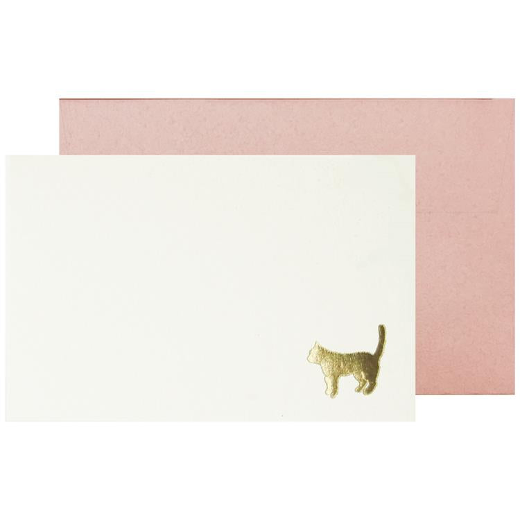 cat mini message card set envelopes gold foil small