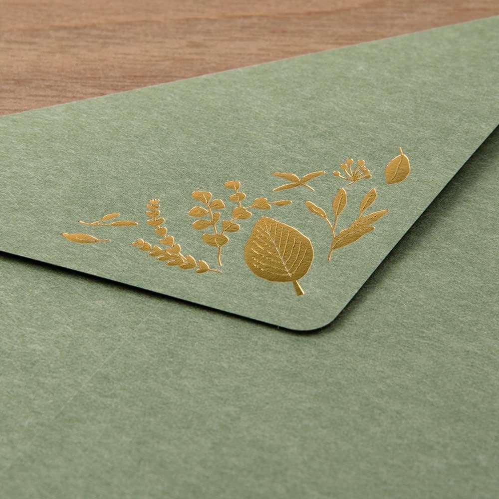 moss green midori adult letter writing set gold foil australia