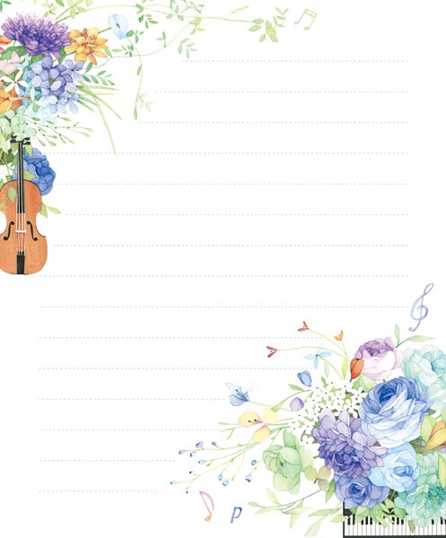 musical instruments florals letter writing set