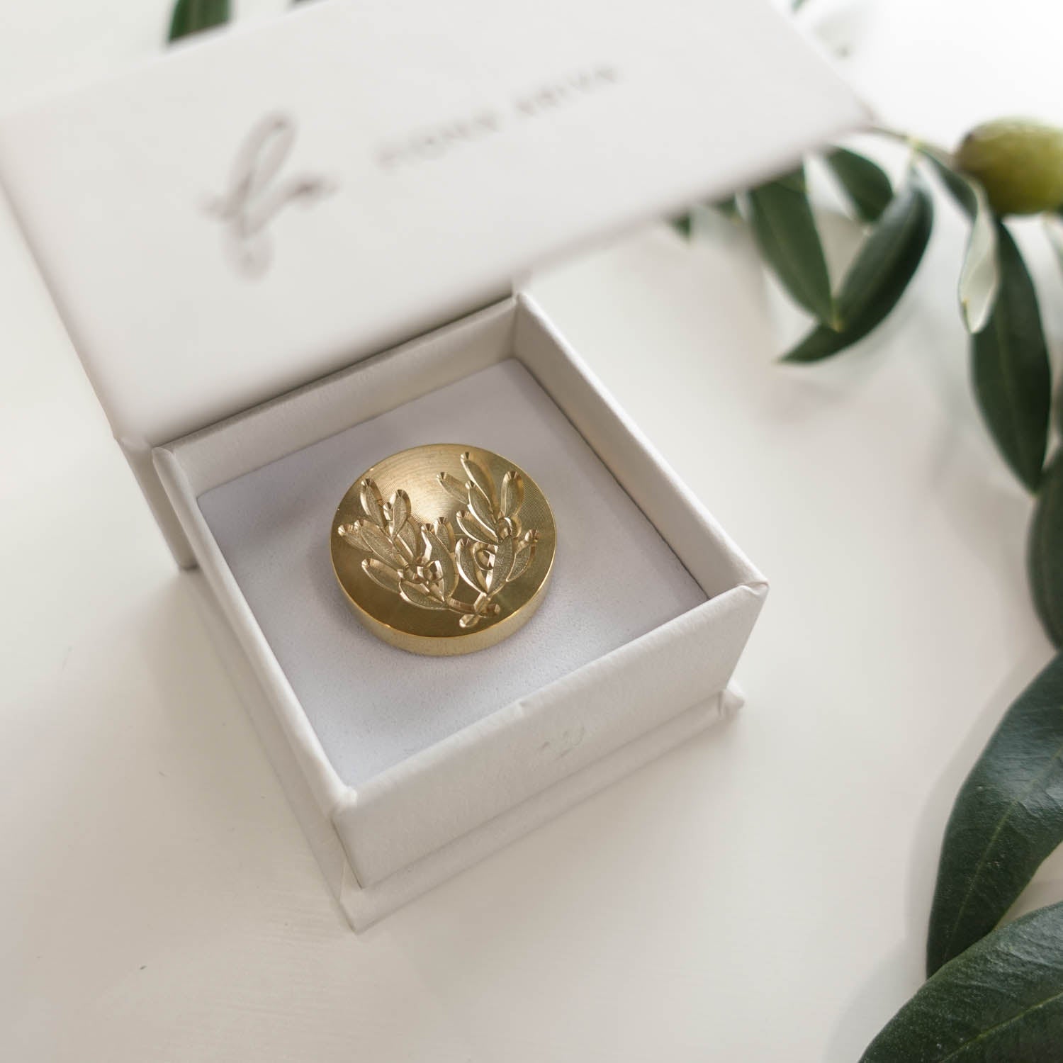 olive leaves laurel wedding wax seal stamp head gold fiona ariva australia