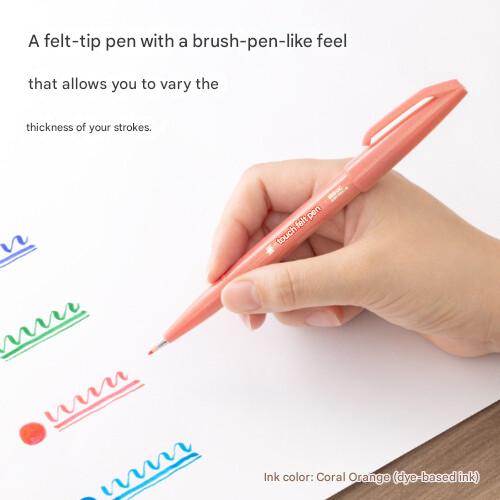 Pentel Fude Touch Sign Brush Pens Set Assorted Colours
