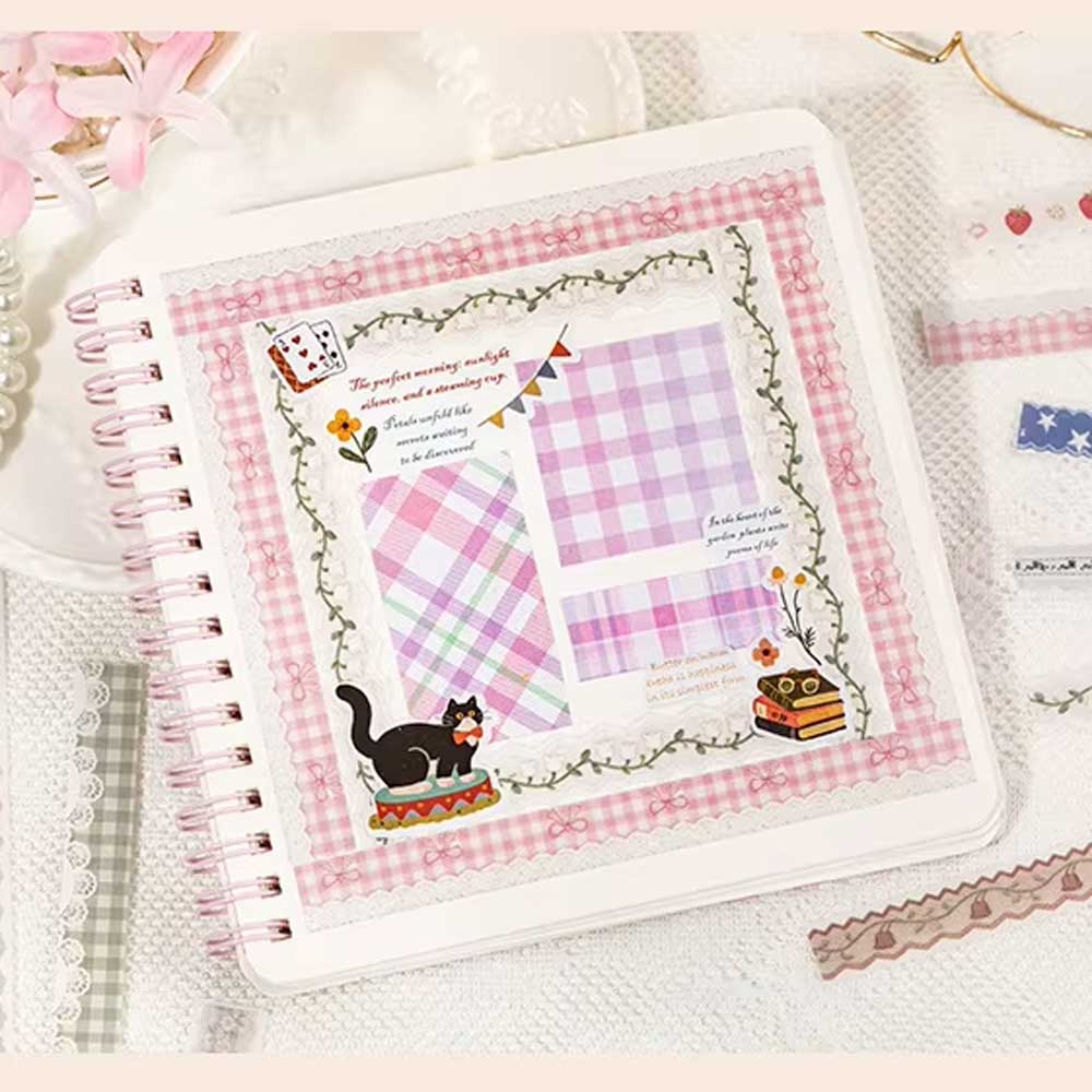 Pink Strawberry Lace Trim Washi Paper Strip Stickers