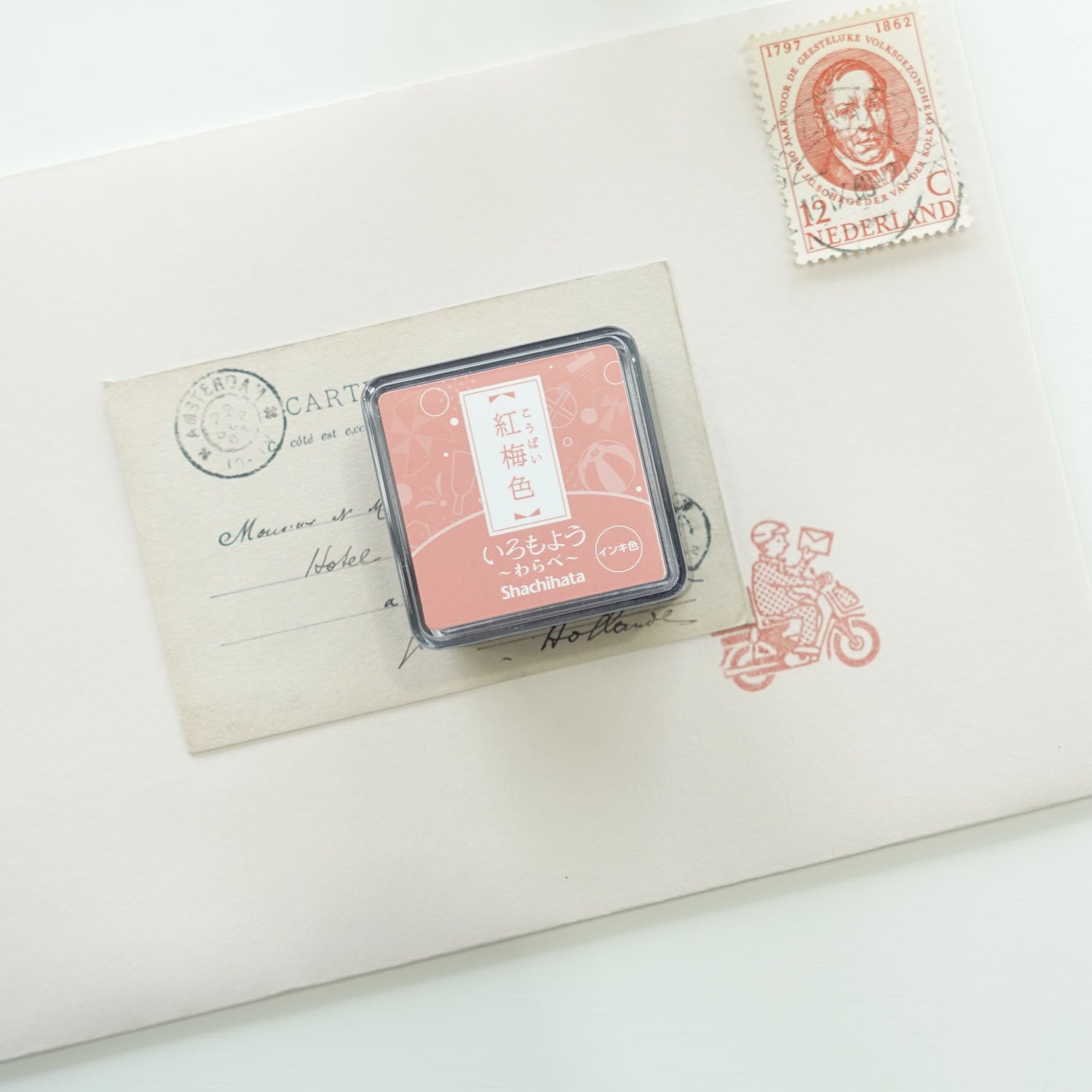 Shachihata 'Iromoyo Warabe' Series Mini Stamp Ink Pad - Ibis Pale Pink