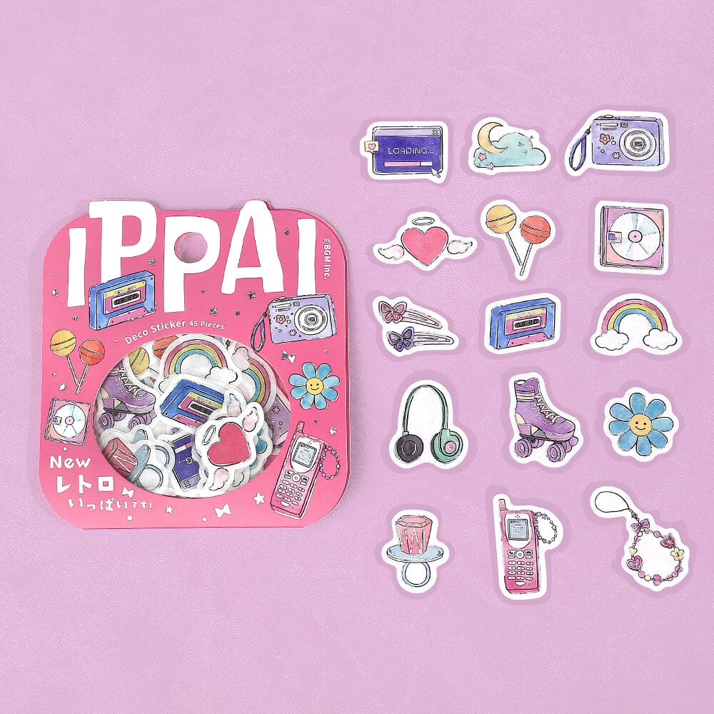Retro 90s Nostalgia | Ippai | Planner Flake Stickers | BGM