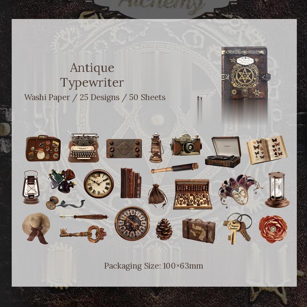 Antique Typewriter Vintage Watch Camera Objects 'The Secret Of Alchemy' Flake Stickers