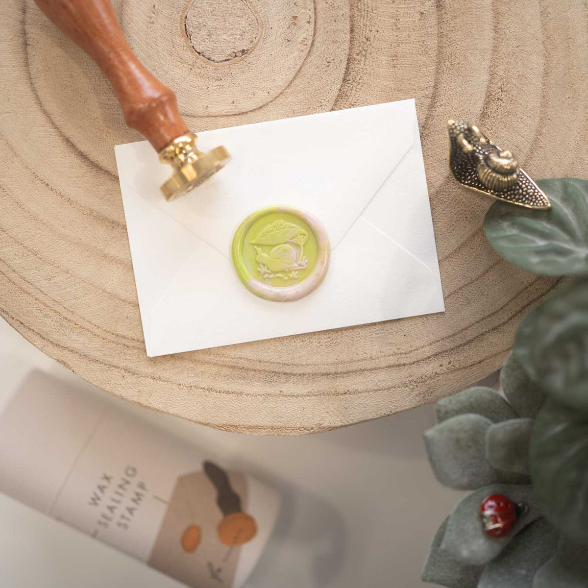 Snail and ladybug wax seal stamp with gift box Australia