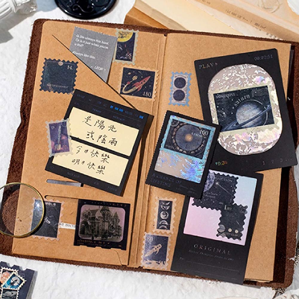 Space Travel 6-Sheet 'Washi Paper Postage Stamp' Stickers Sheet