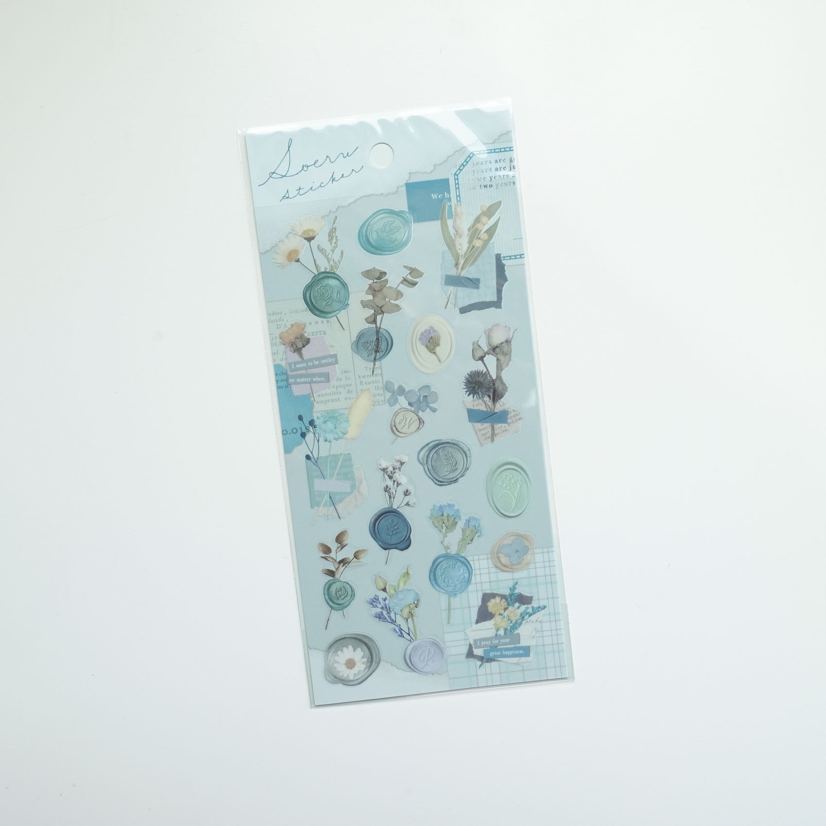 Soeru Sticker Sheet with Floral Wax Seal Pictures - Mint