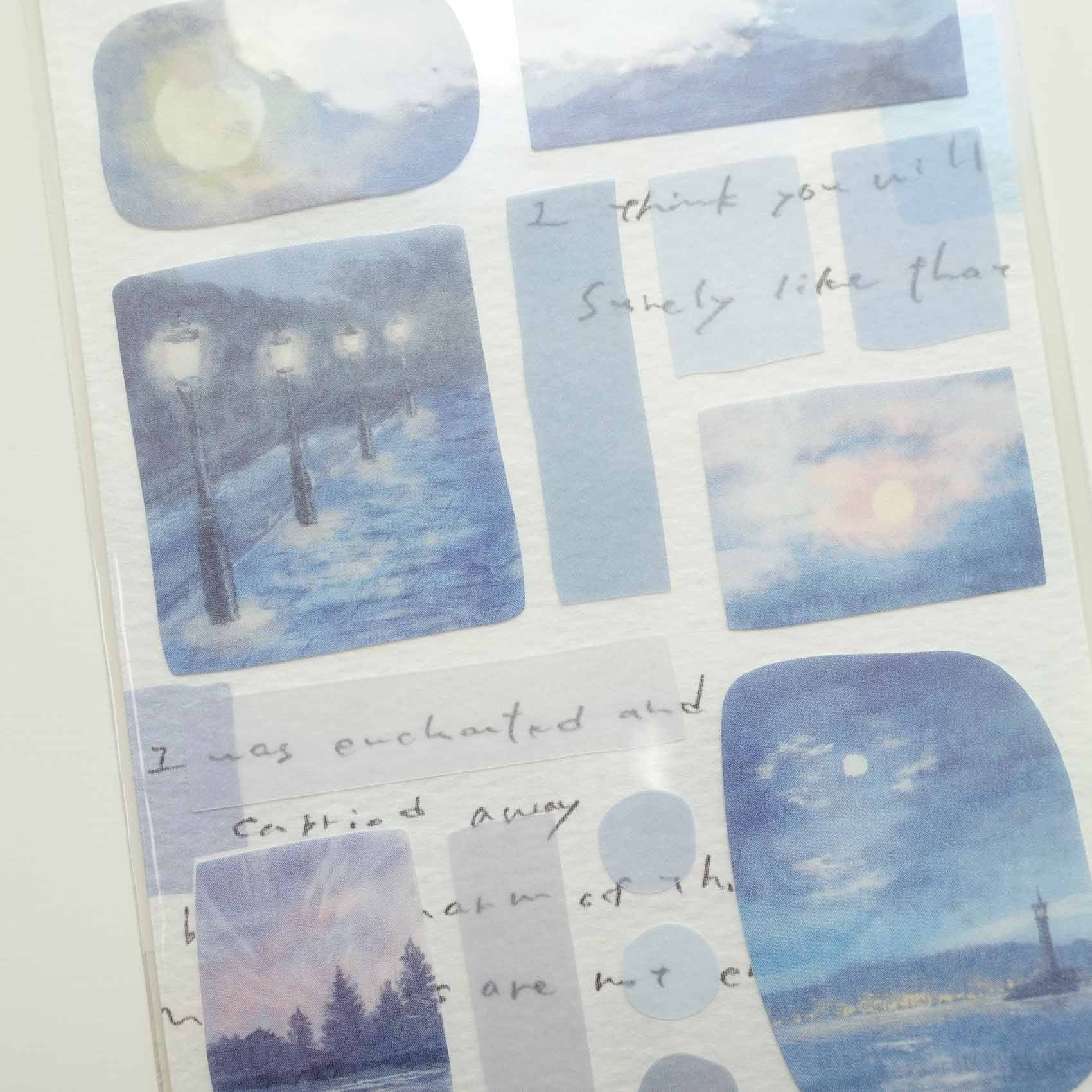 Moonlight 'Landscape' Translucent Paper Sticker Sheet
