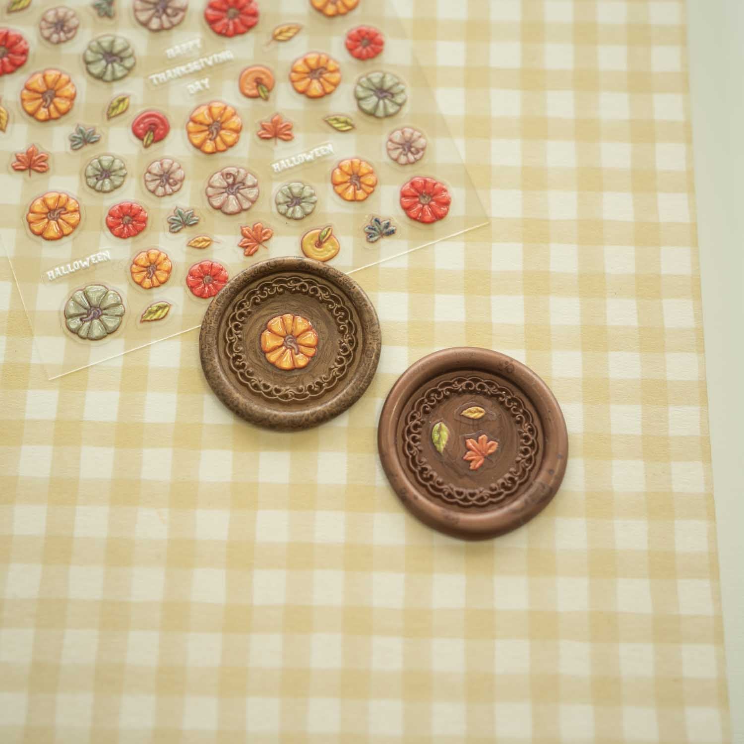 Pumpkin Autumn Harvest Halloween Thanksgiving 3D Clear-backed Decorative Stickers Sheet