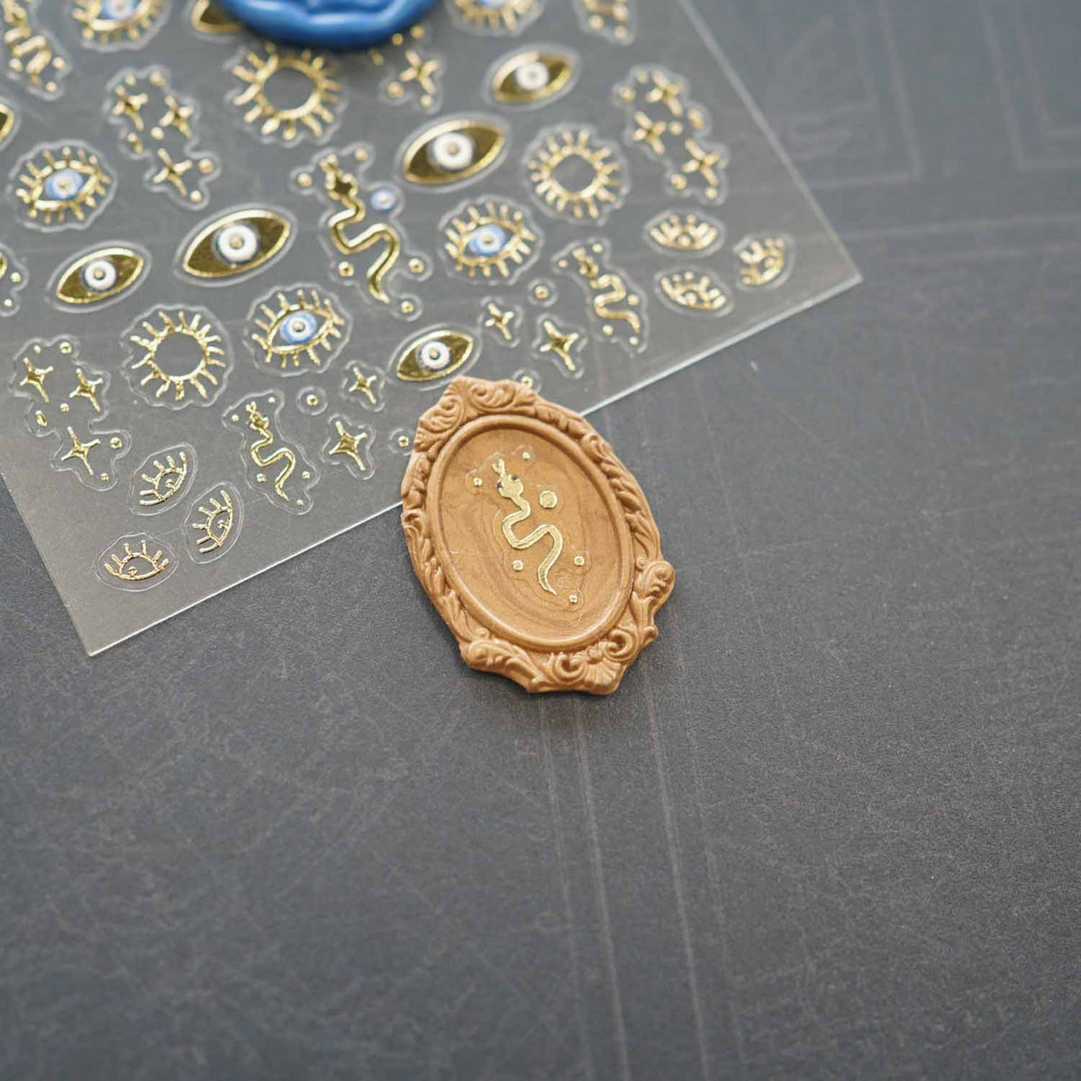 Gold Evil Eye Celestial 3D Clear-backed Decorative Stickers Sheet