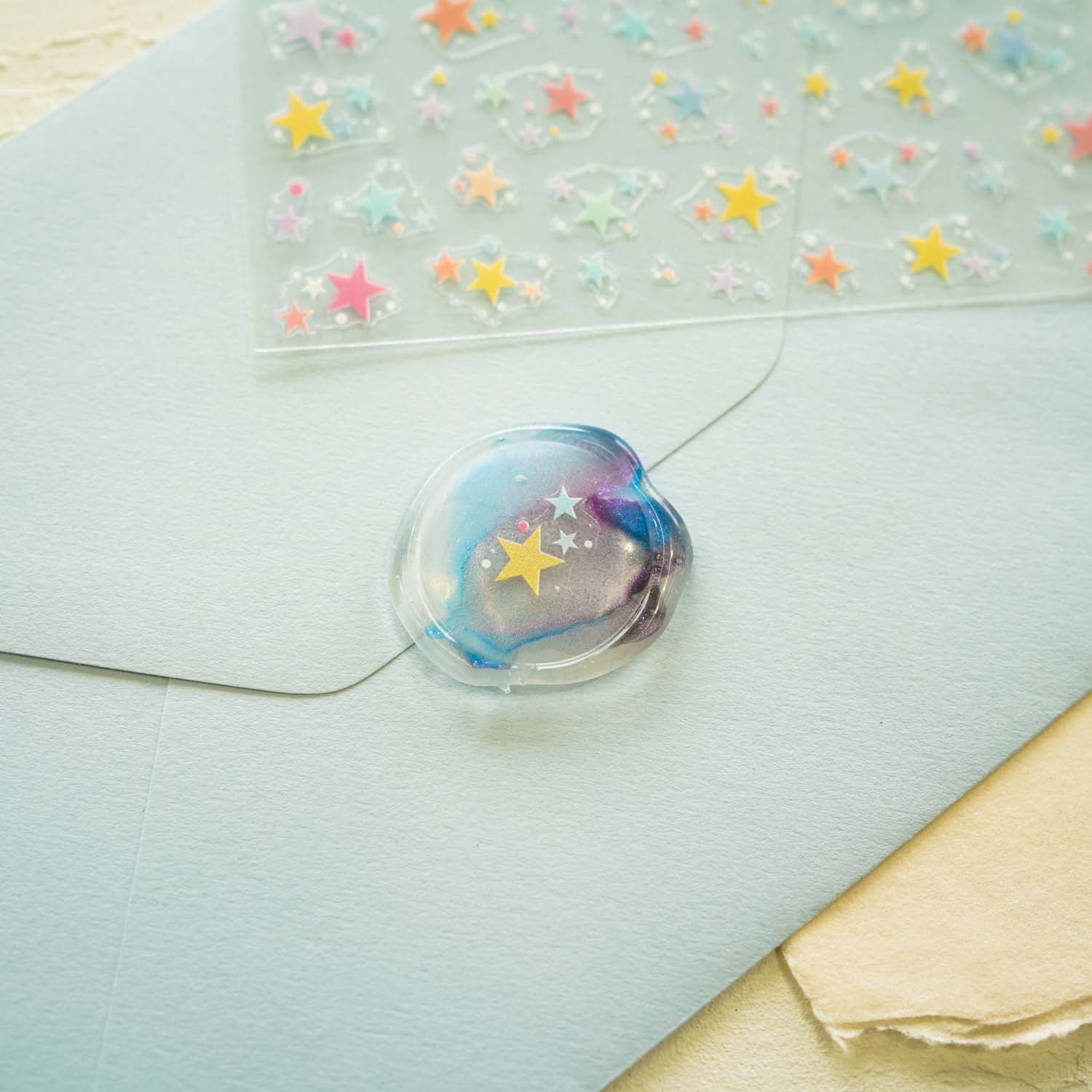 Pastel Stars Starry Constellation Clear-backed Decorative Stickers Sheet