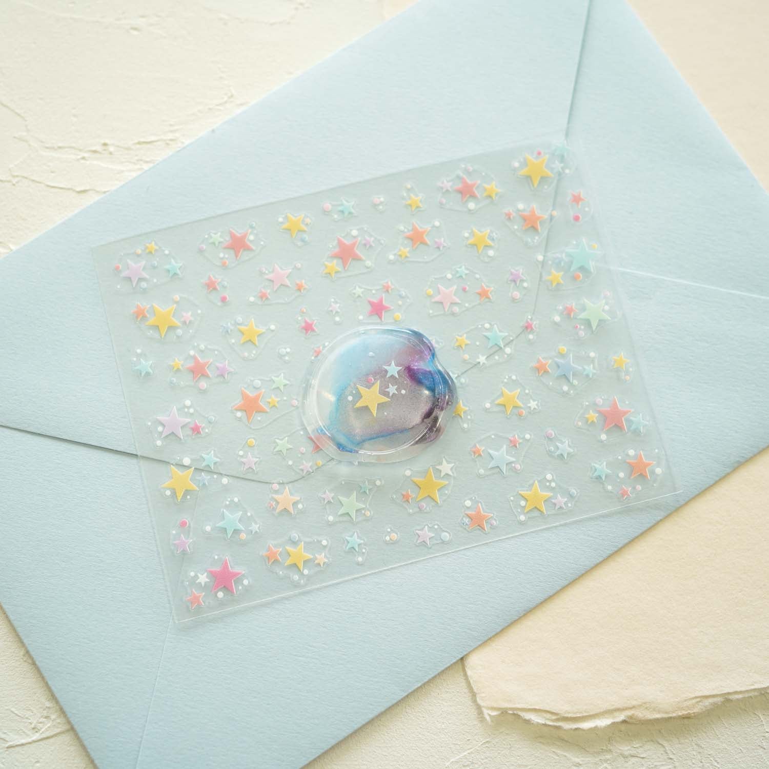 Pastel Stars Starry Constellation Clear-backed Decorative Stickers Sheet