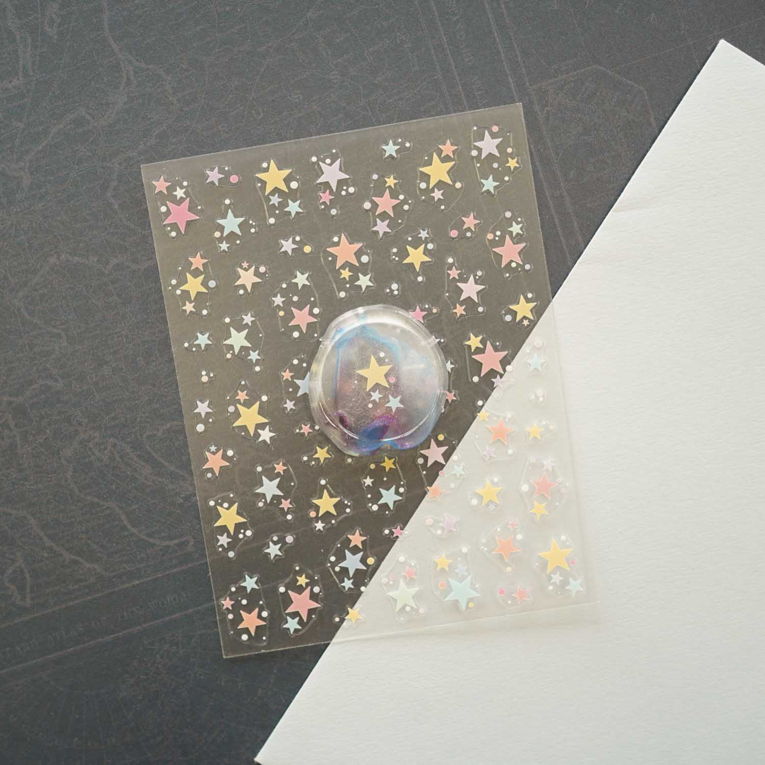 Pastel Stars Starry Constellation Clear-backed Decorative Stickers Sheet