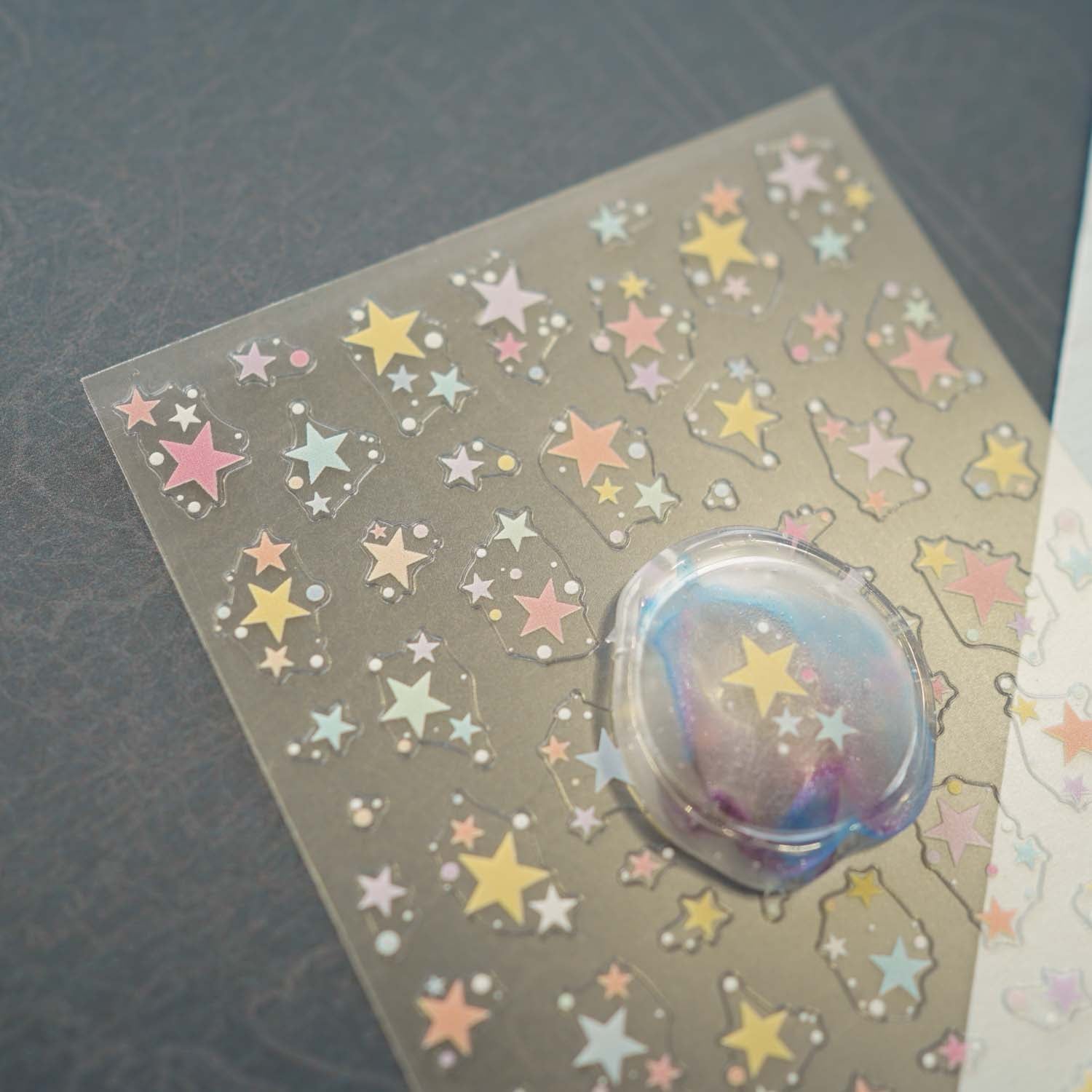 Pastel Stars Starry Constellation Clear-backed Decorative Stickers Sheet