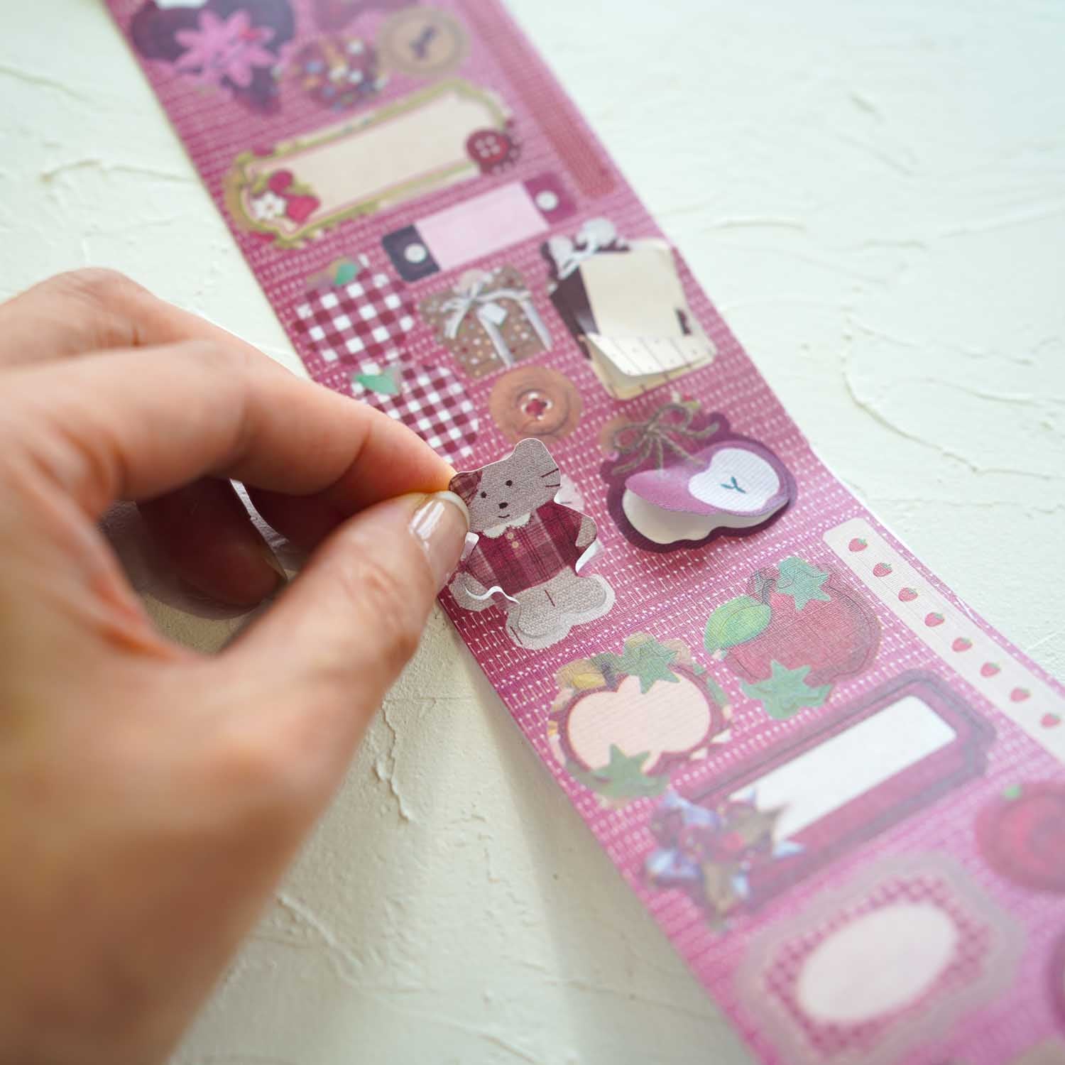 'Berry Little Tune' Pink Scrapbook Diecut Sticker Tape