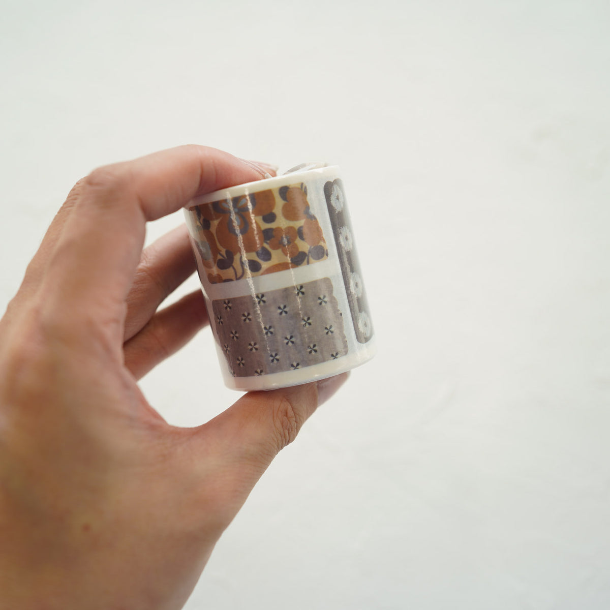 Ochre Brown Floral Diecut Washi Tape Sticker Pieces
