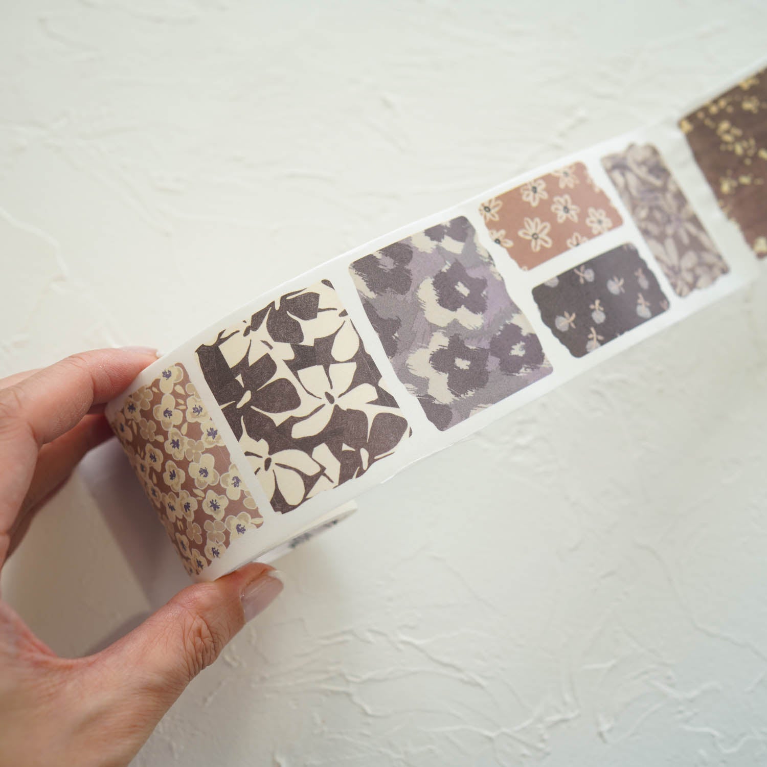 Ochre Brown Floral Diecut Washi Tape Sticker Pieces