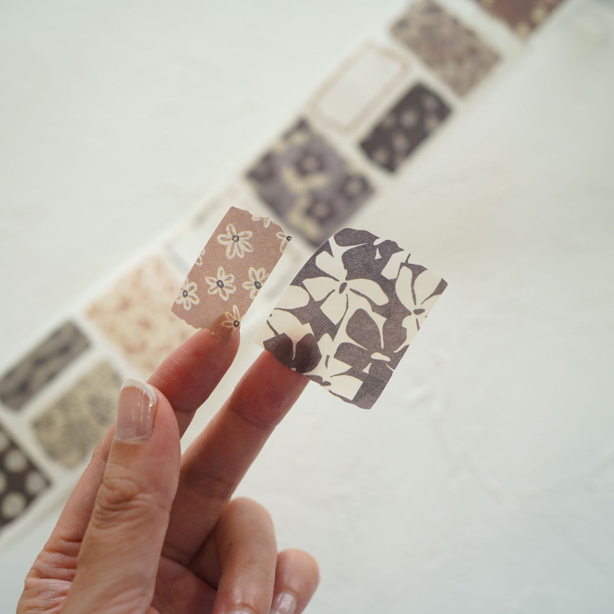 Ochre Brown Floral Diecut Washi Tape Sticker Pieces