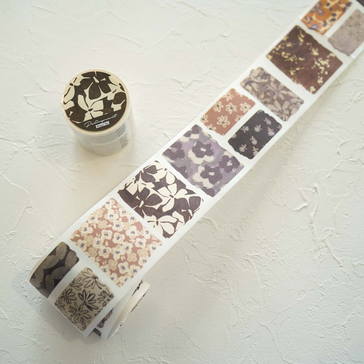 Ochre Brown Floral Diecut Washi Tape Sticker Pieces