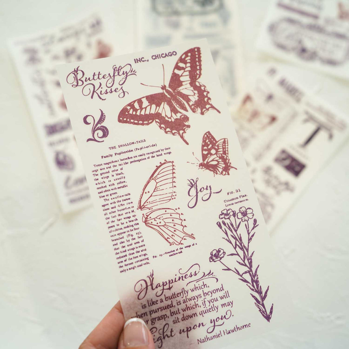 Butterfly Dreamer 'Art Poster' Vintage Retro Antique Style Illustrated Washi Sticker Pad