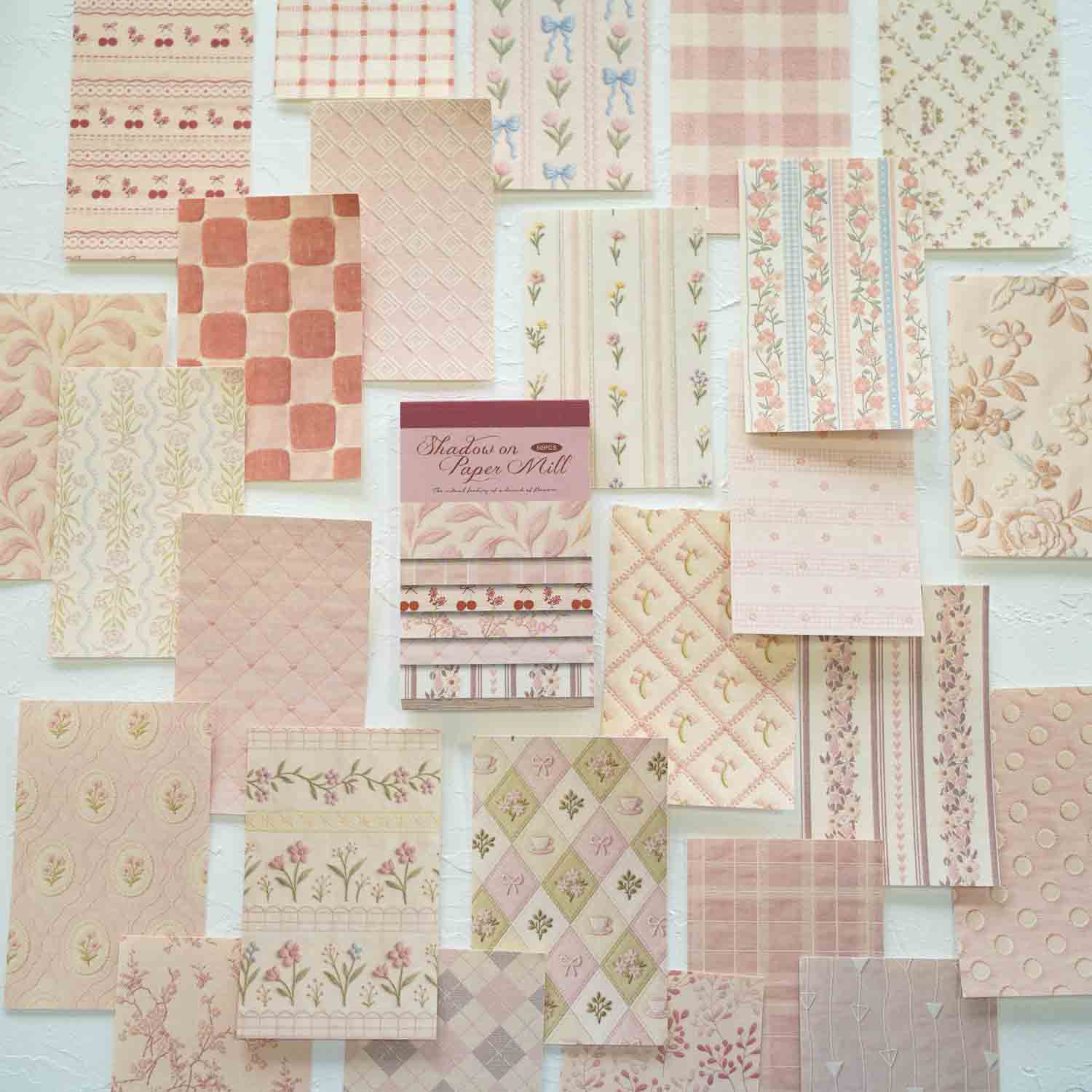 Blush Cottage Fabric Wallpaper Print Style 'Shadow on Paper Mill' Craft Paper Pad