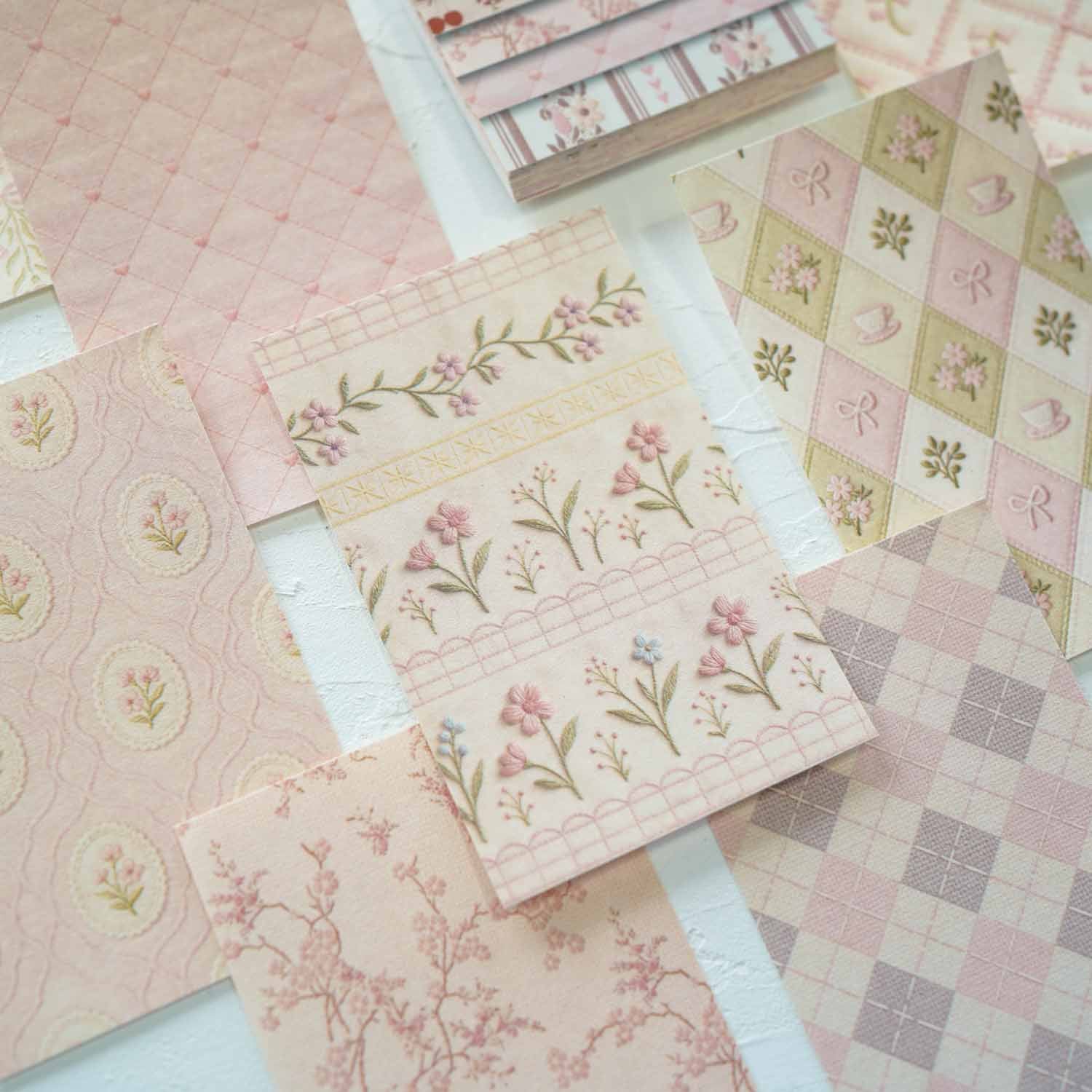 Blush Cottage Fabric Wallpaper Print Style 'Shadow on Paper Mill' Craft Paper Pad