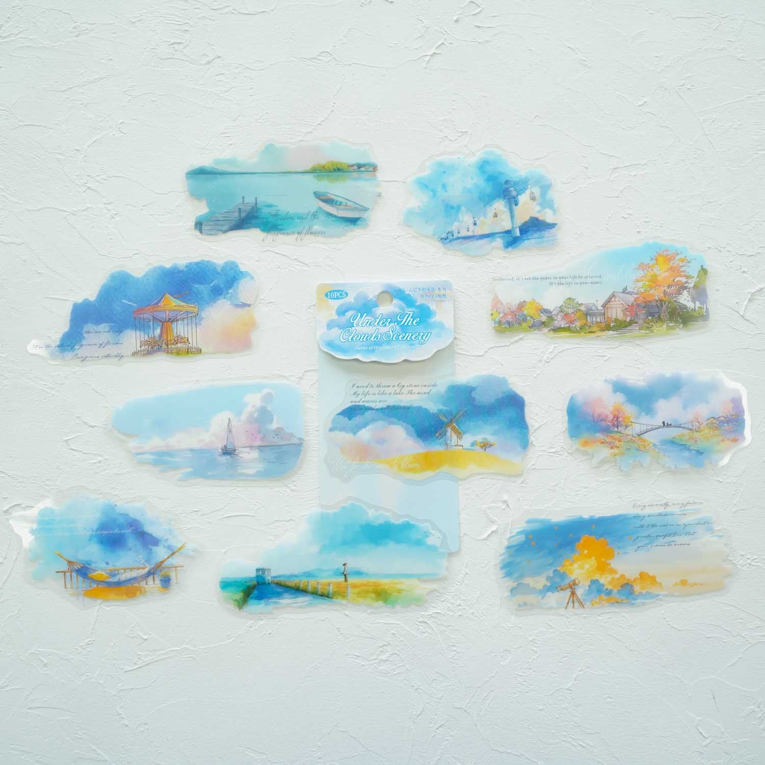 Azure Cloud Harbour 'Under The Clouds Scenery' Flake Stickers