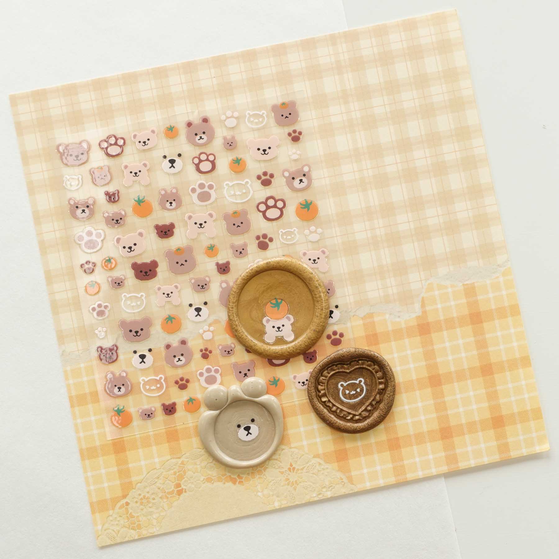 Teddy Bear Paw Print Clear-backed Decorative Stickers Sheet