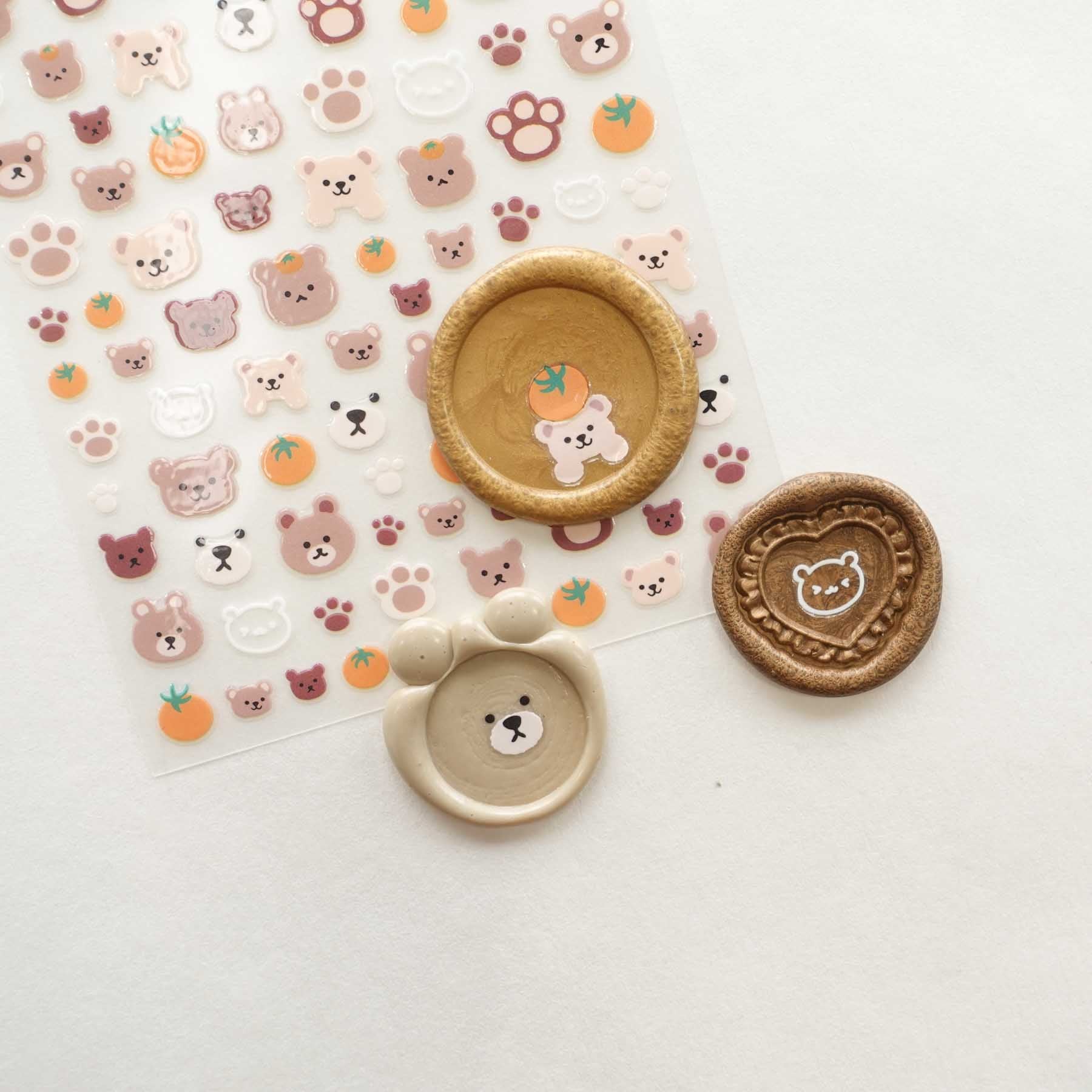 Teddy Bear Paw Print Clear-backed Decorative Stickers Sheet
