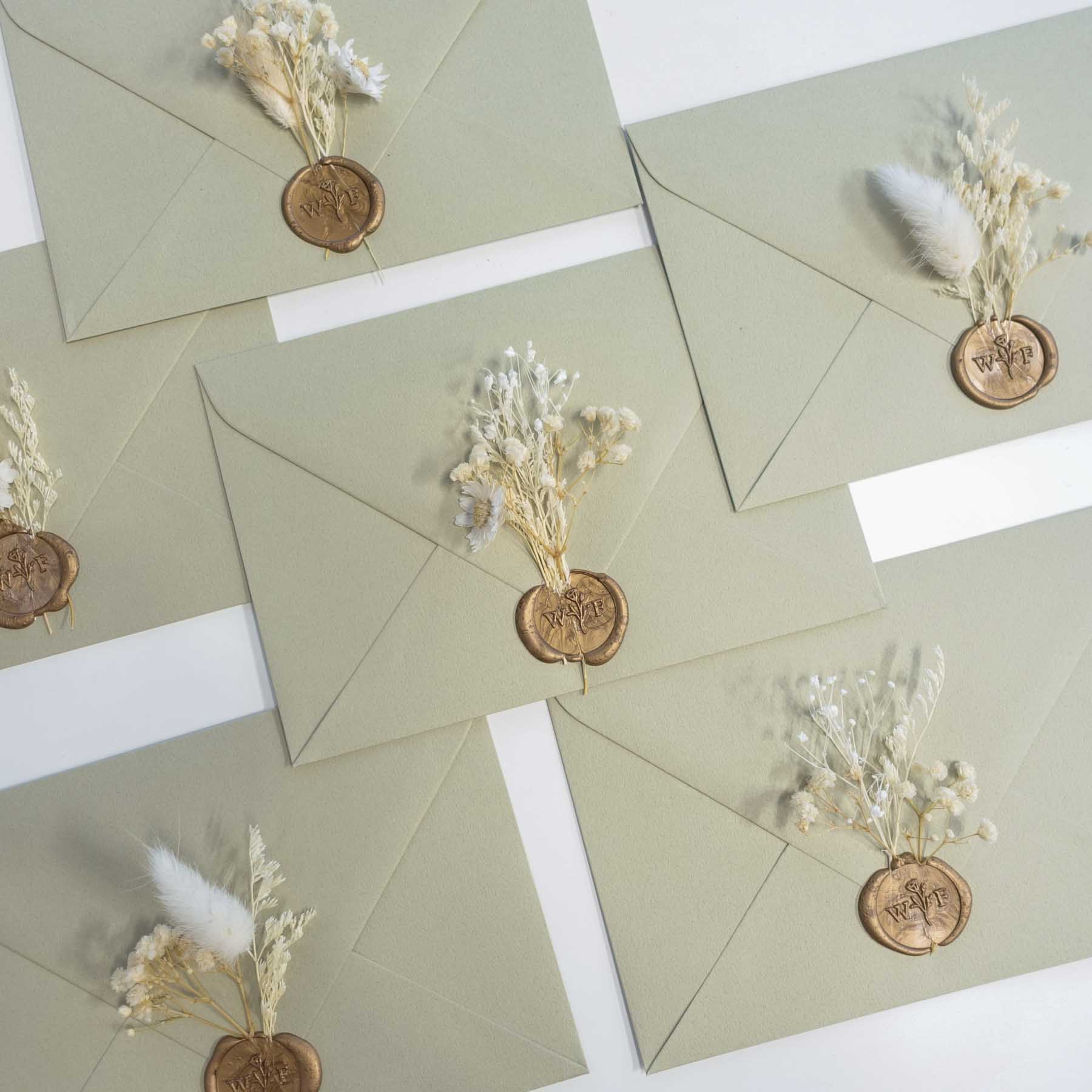 Flower Stem semi custom initials personalised wedding wax seal stamp or kit australia