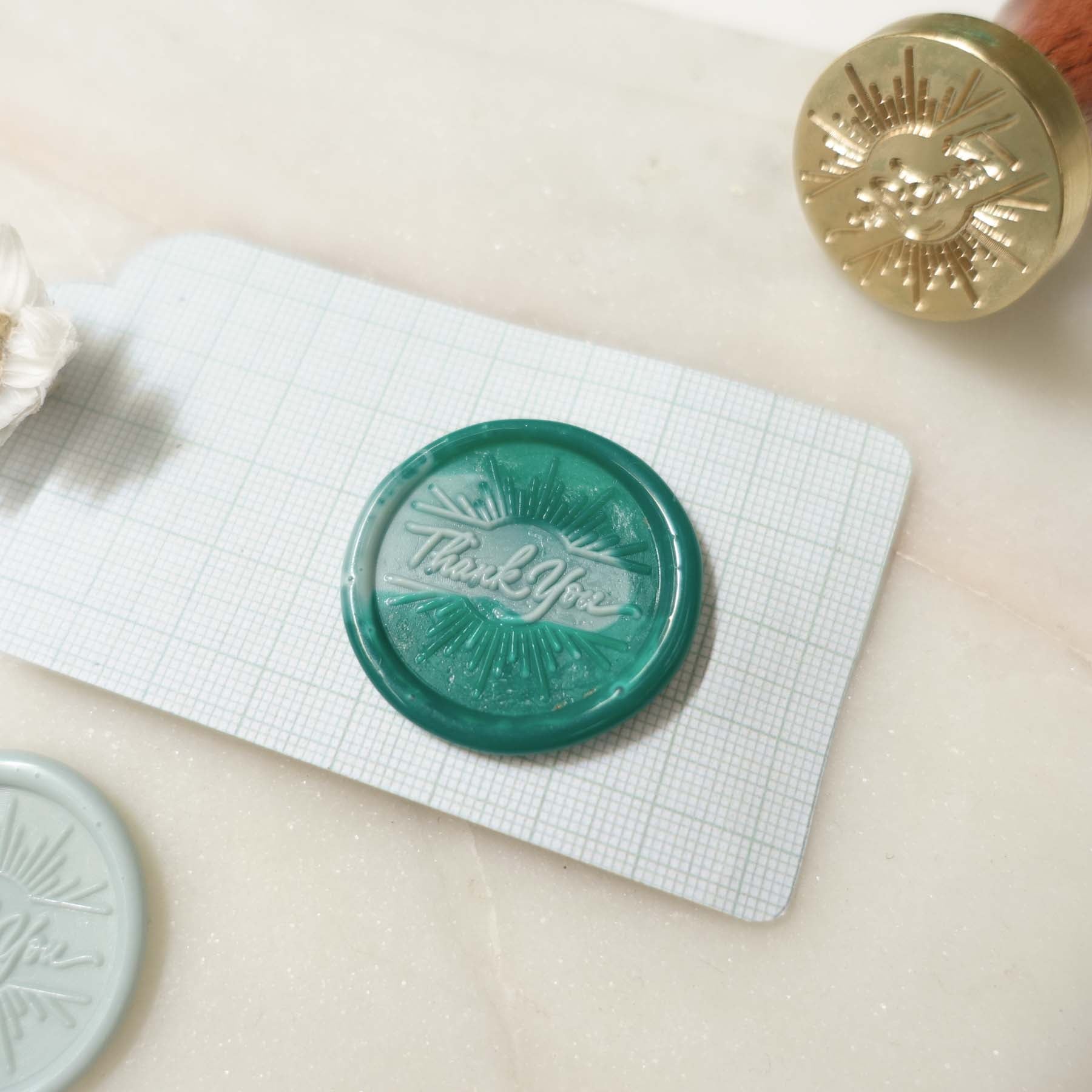 thank you wax seal stamp sunburst fiona ariva australia
