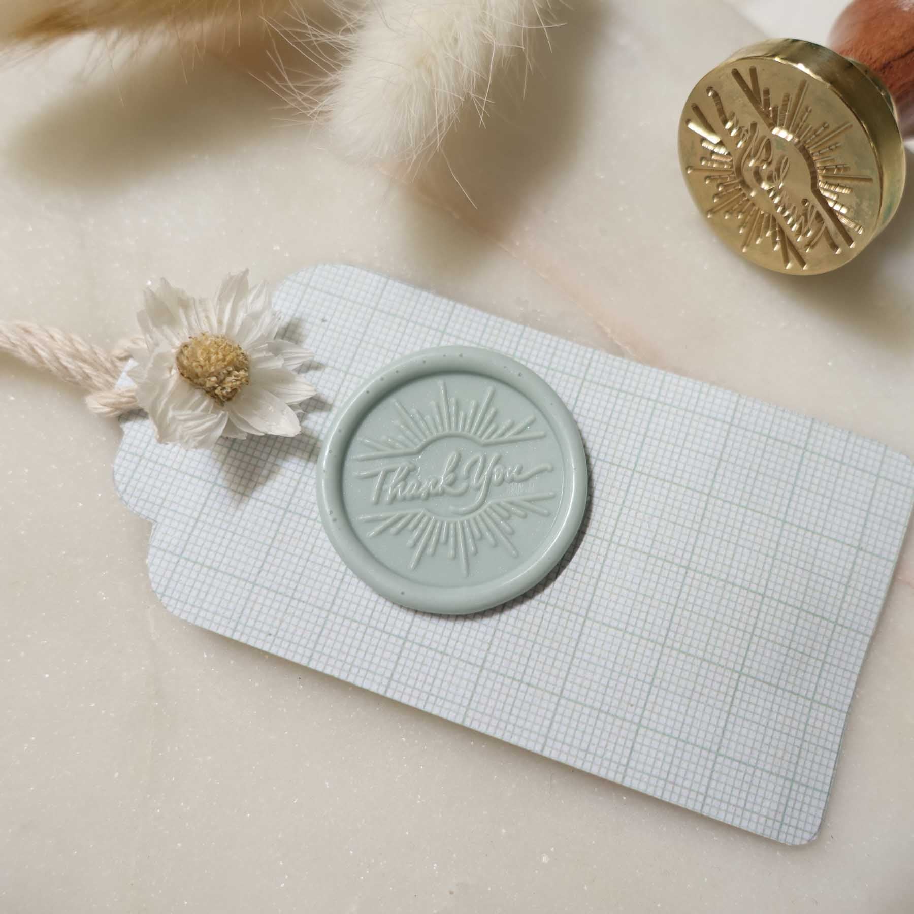thank you wax seal on gift tag fiona ariva australia