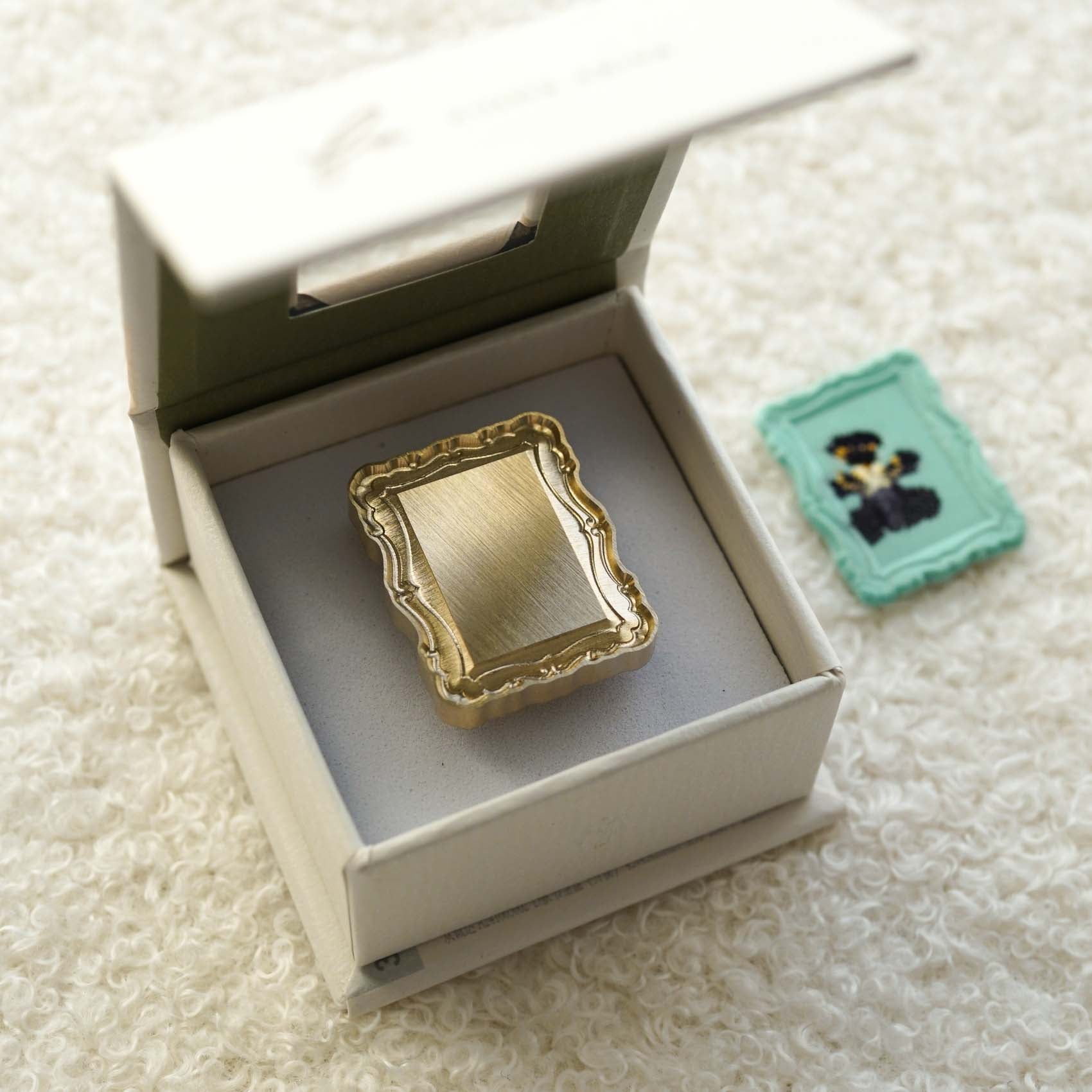 traditional rectangle picture frame wax seal stamp with dried flowers fiona ariva australia
