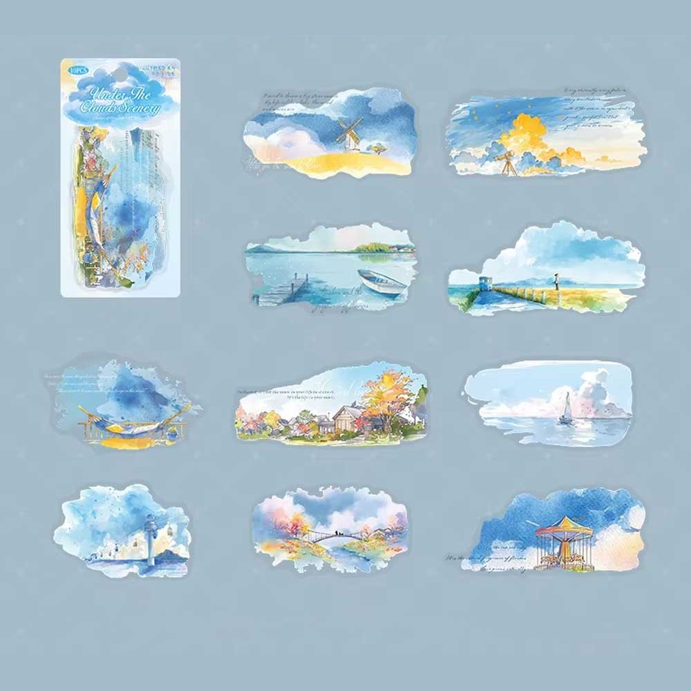 Azure Cloud Harbour 'Under The Clouds Scenery' Flake Stickers