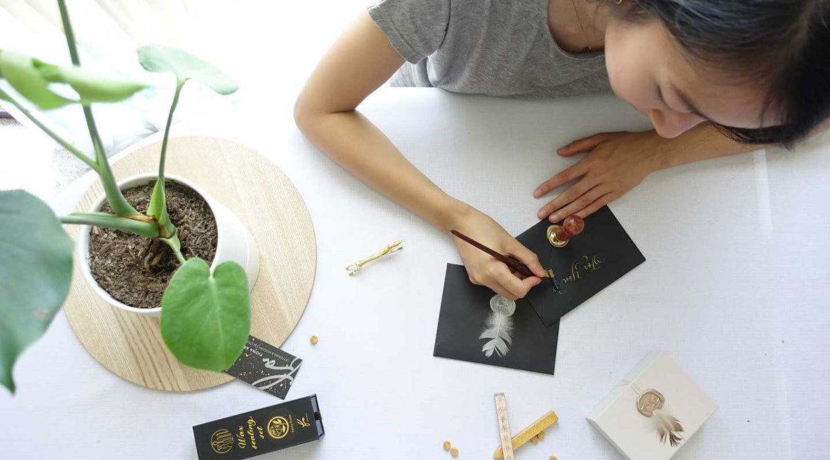 Wax sealing supplies flat lay
