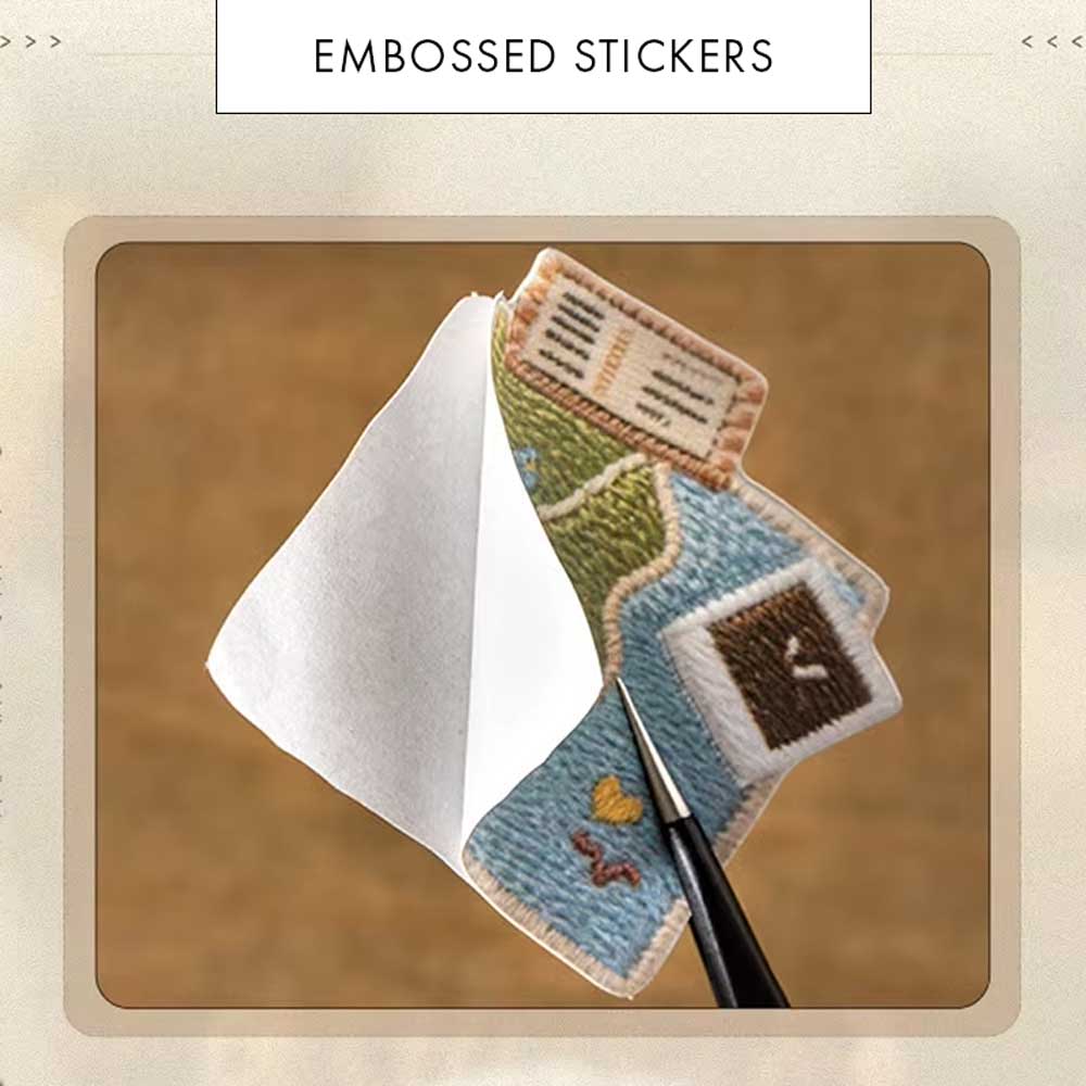 Embossed 'Warm Little Things' Embroidery Style Paper Flake Stickers