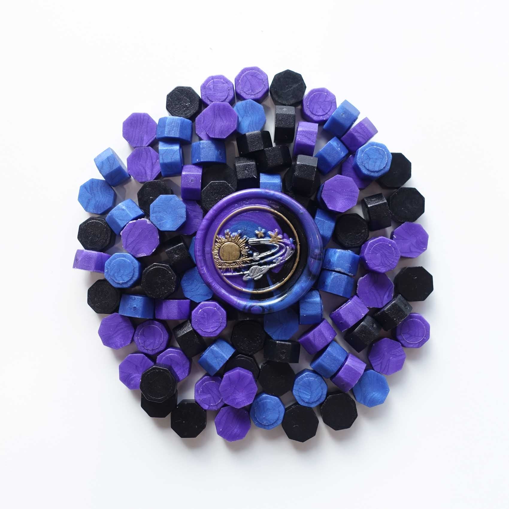 galaxy wax seal beads colour mix purple blue black sealing wax fiona ariva australia