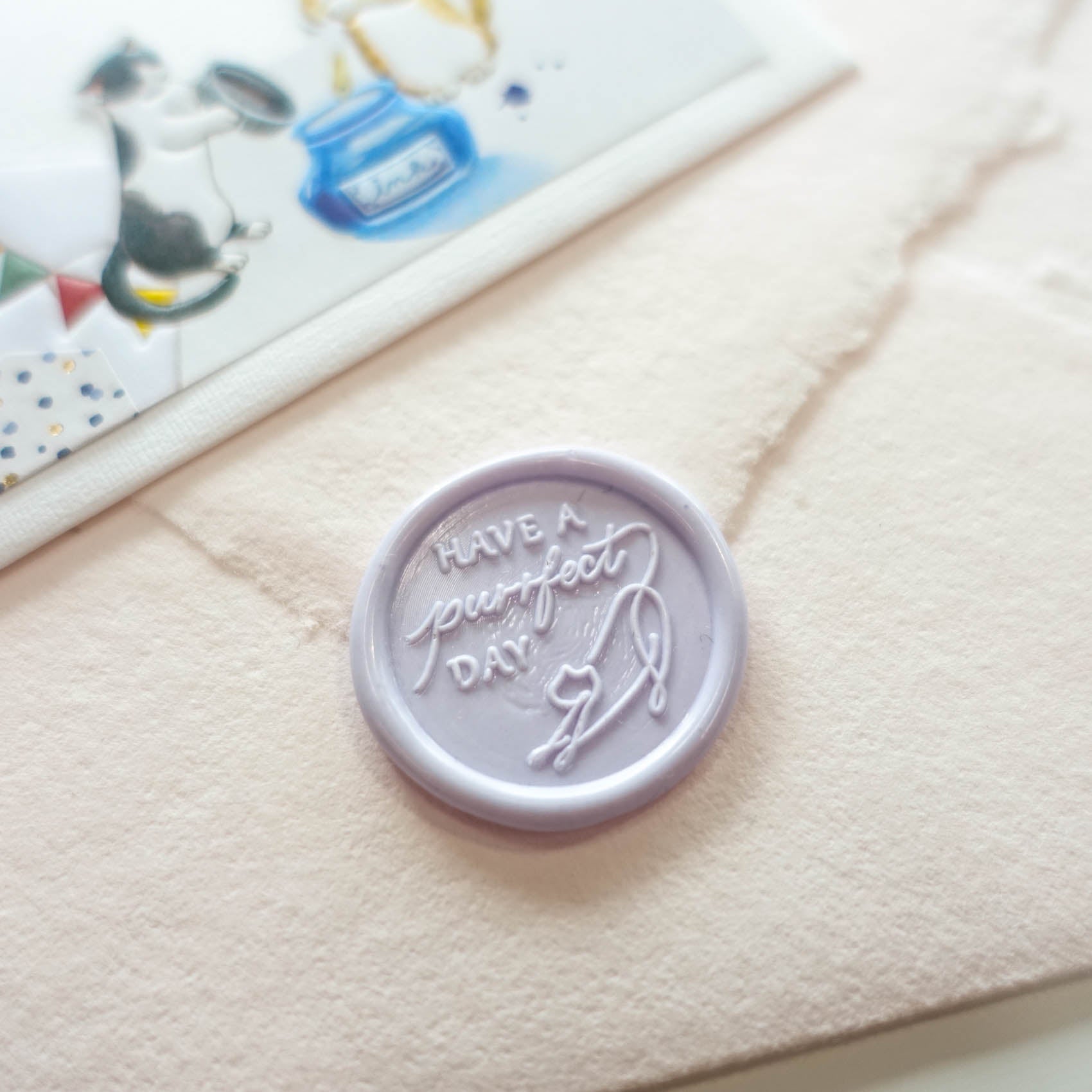 Have a purrfect day cute cat wax seal on envelope fiona ariva australia