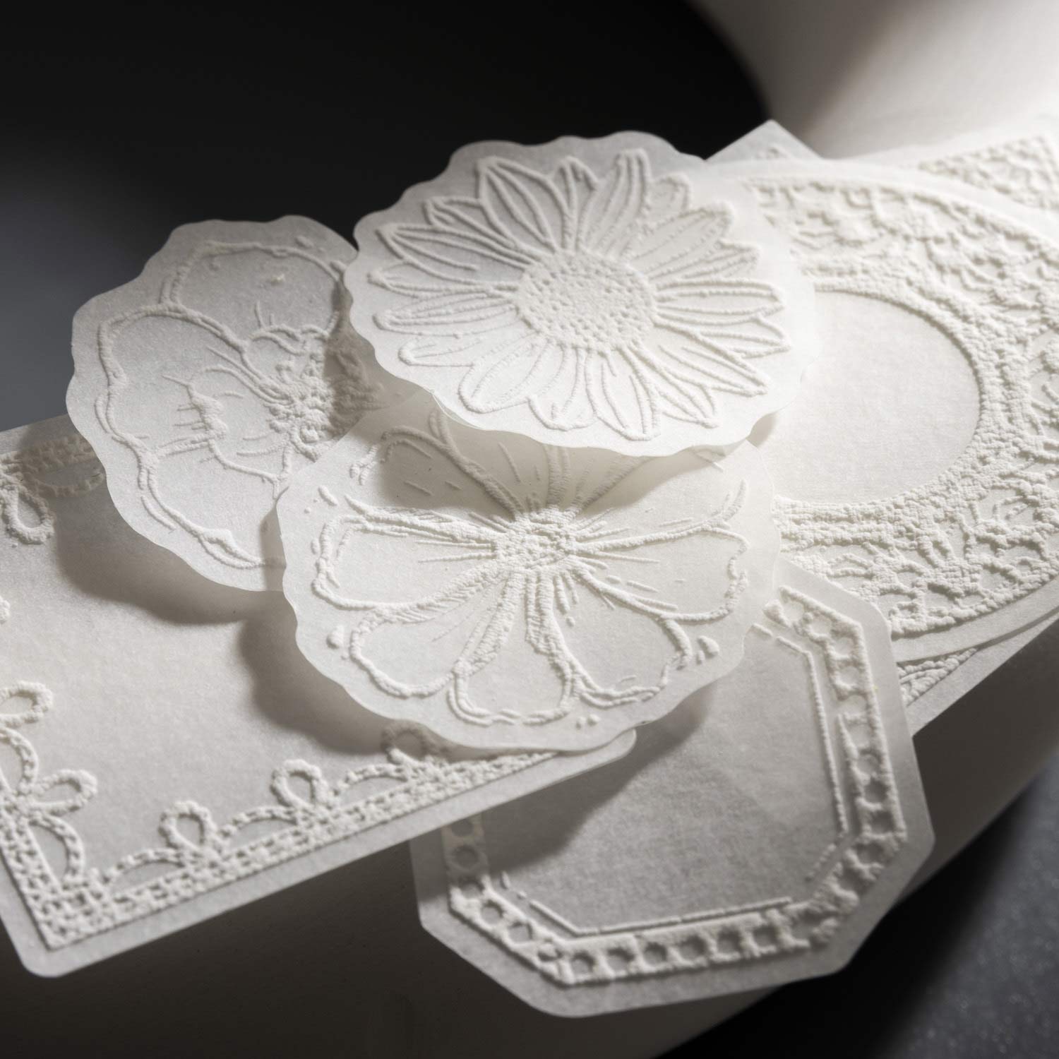 Embossed Flowers 'The White Mist Is Like A Painting' Flake Stickers