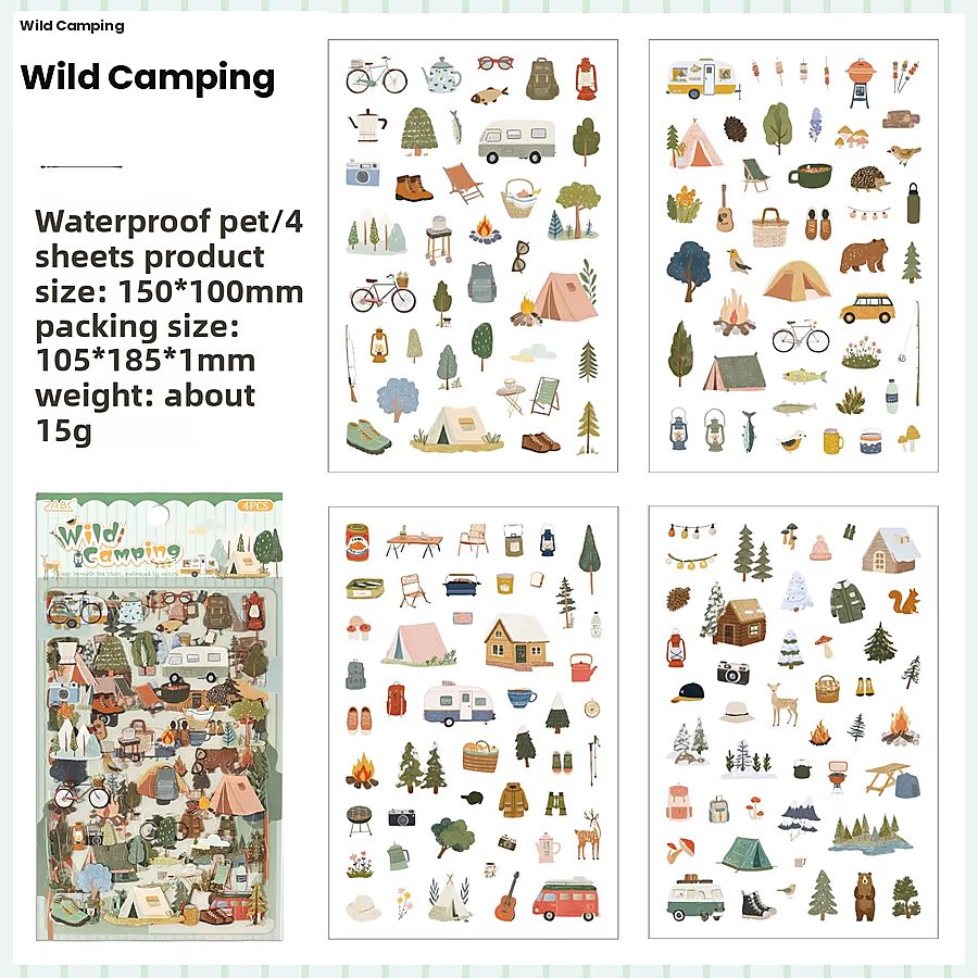 Wild Camping 'Fleeting Memories' 4-Sheet Stickers Sheet