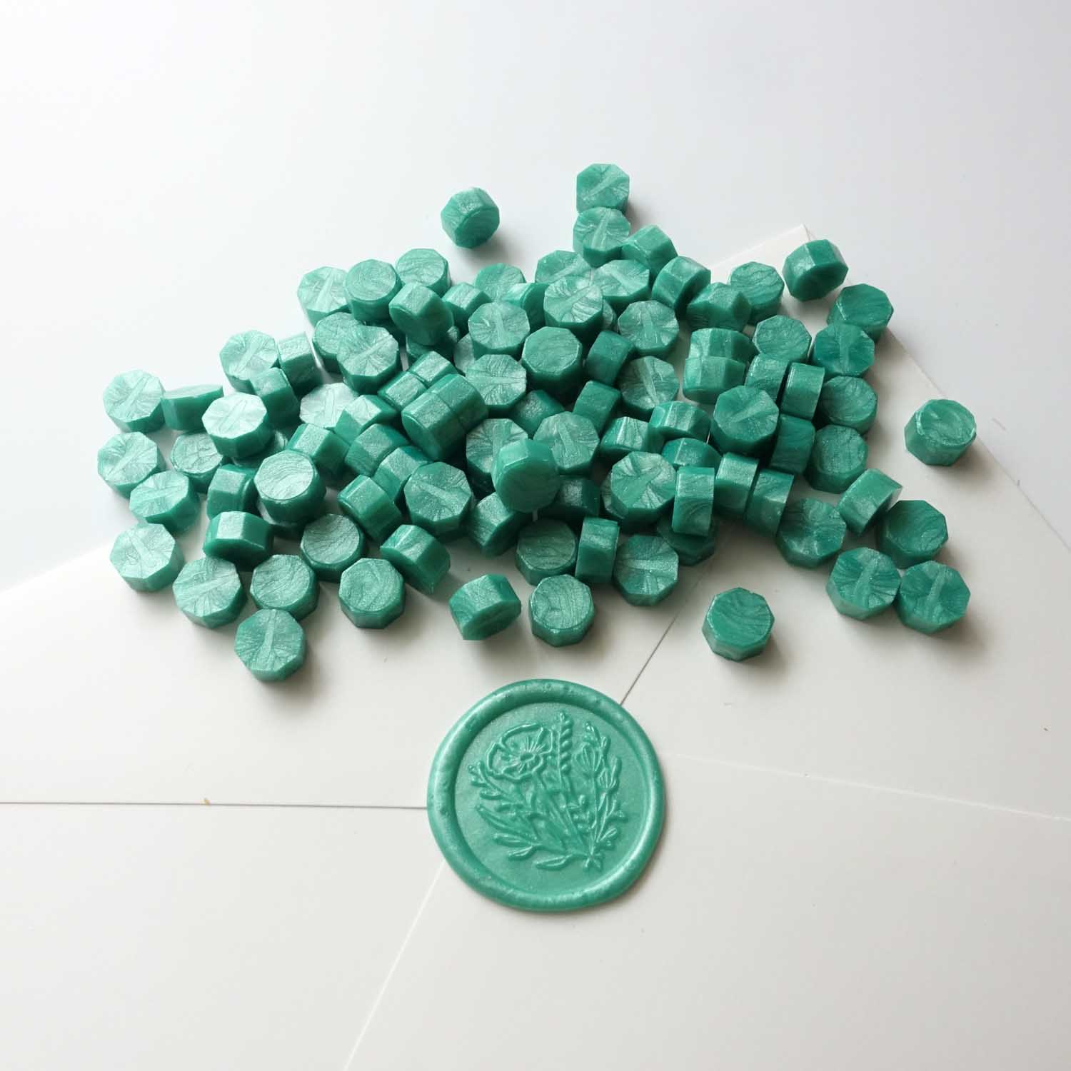 aqua turquoise green wax seal on envelope australia