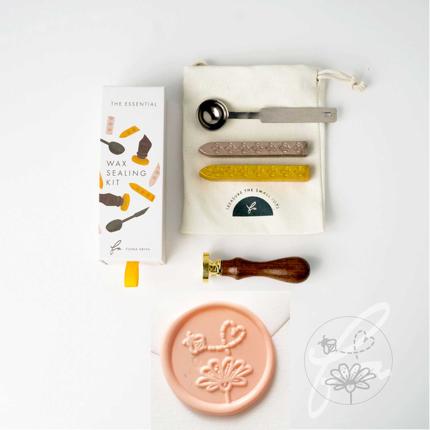 Bee flower love heart wax sealing set australia fiona ariva