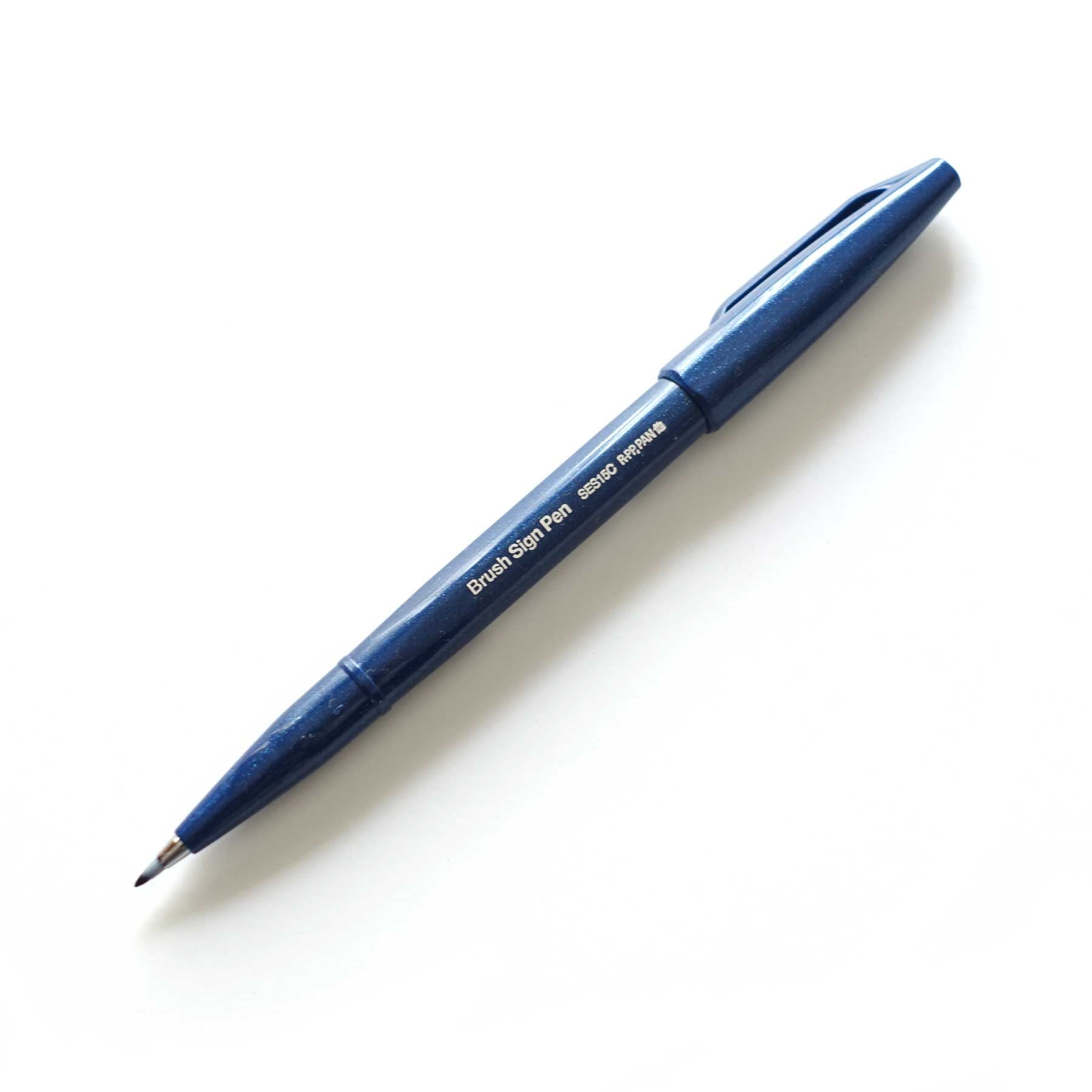 Pentel Fude Touch Brush Sign Pen Blue Black
