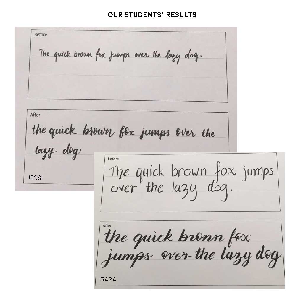 Learn brush pen lettering and calligraphy before after
