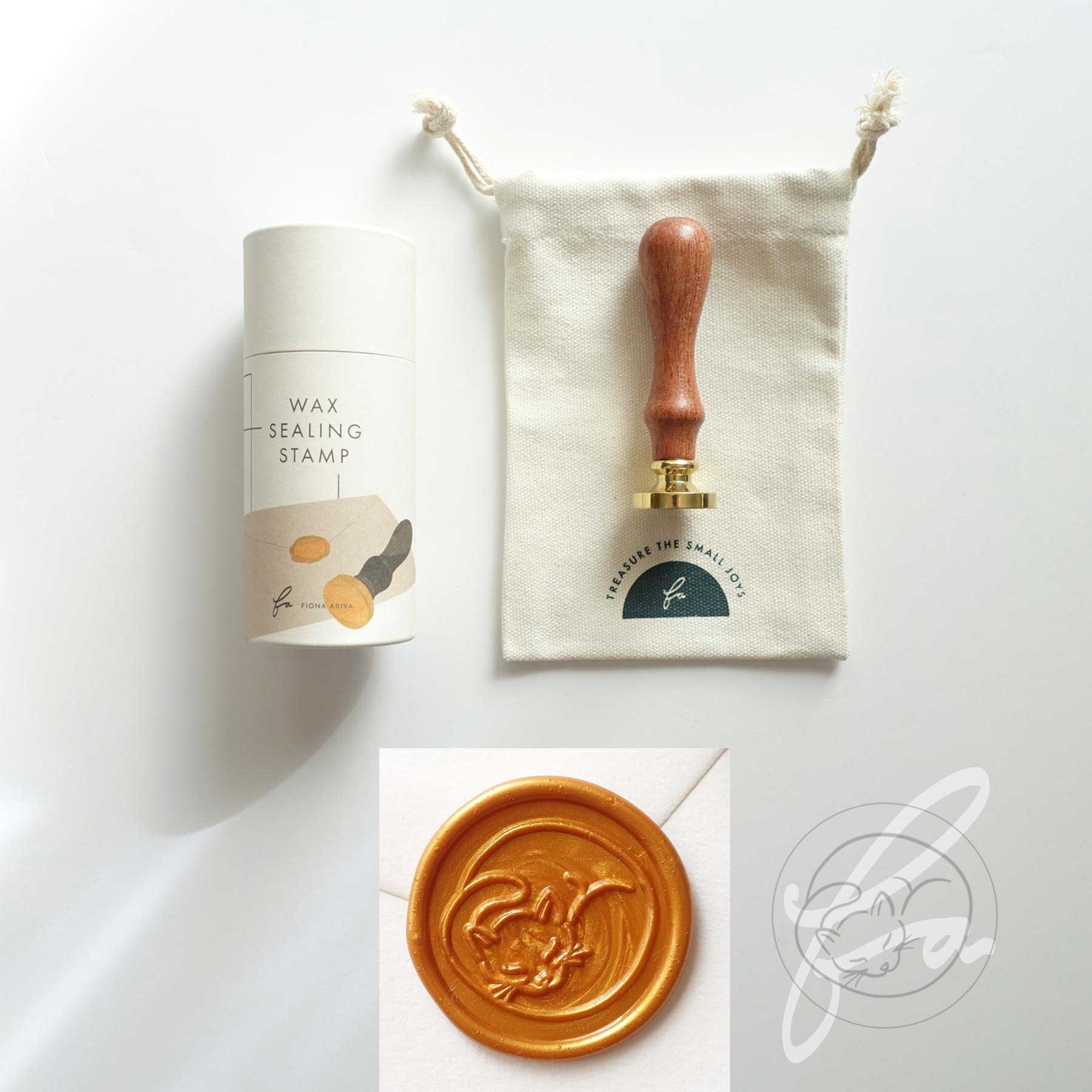 sleeping cat cute animal wax seal stamp australia fiona ariva