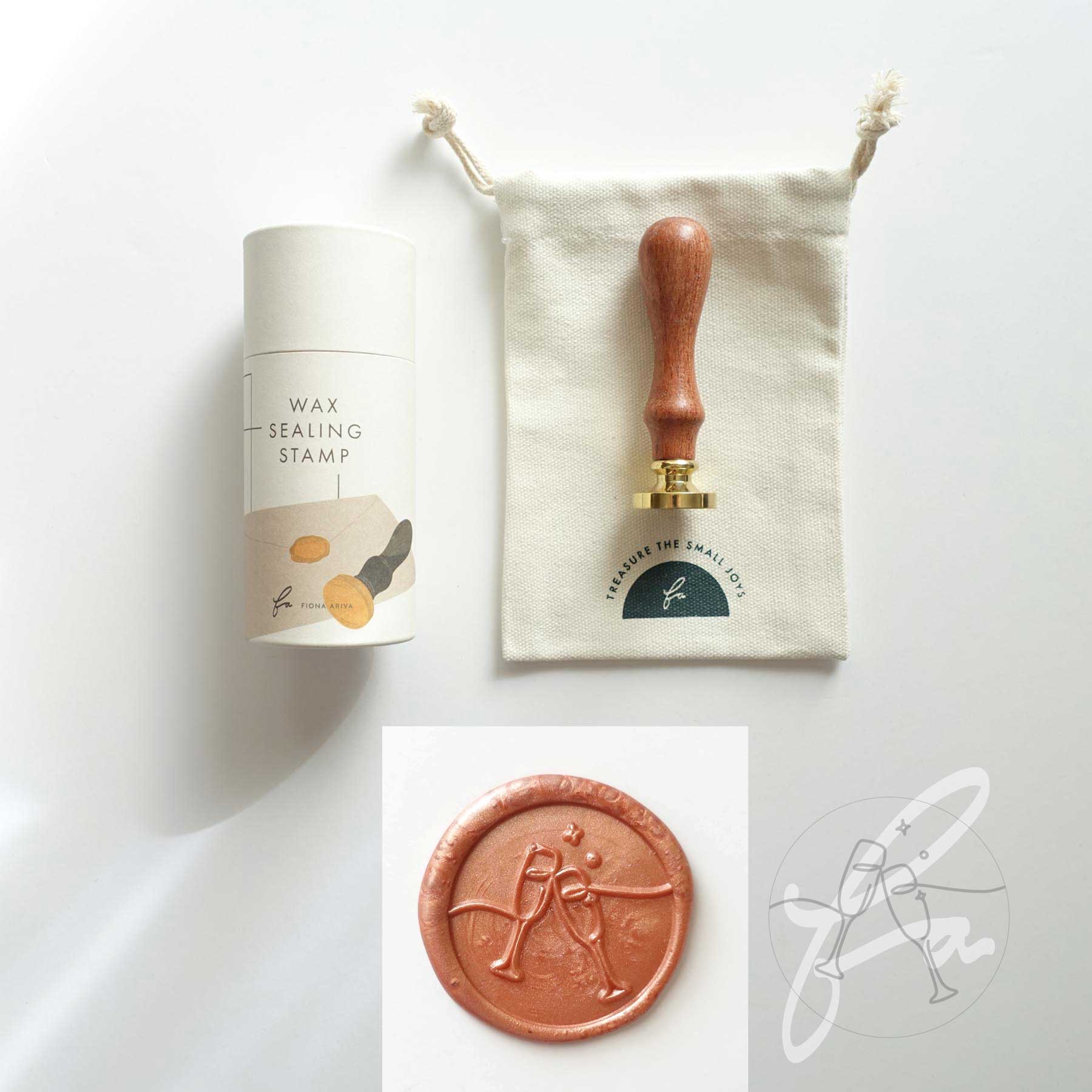champagne glasses celebration wax seal stamp fiona ariva australia